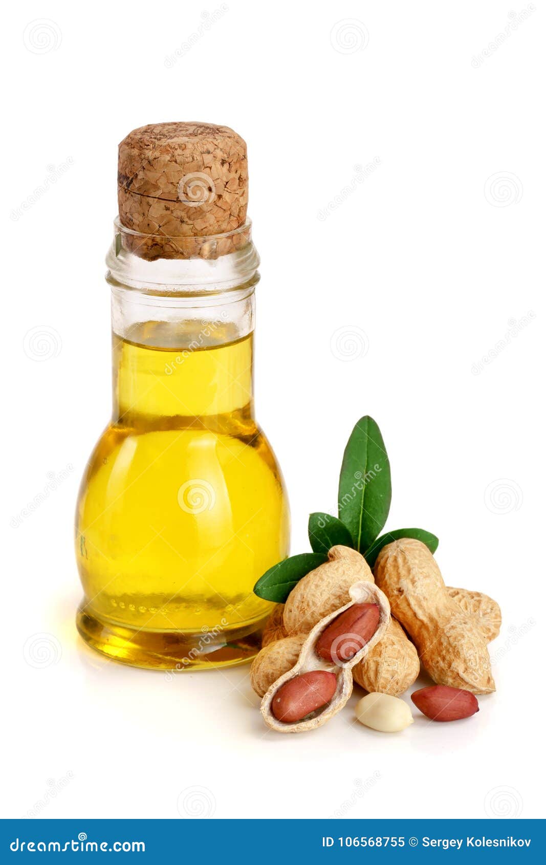 Peanut Oil in a Glass Bottle with Peanuts Stock Image Image of