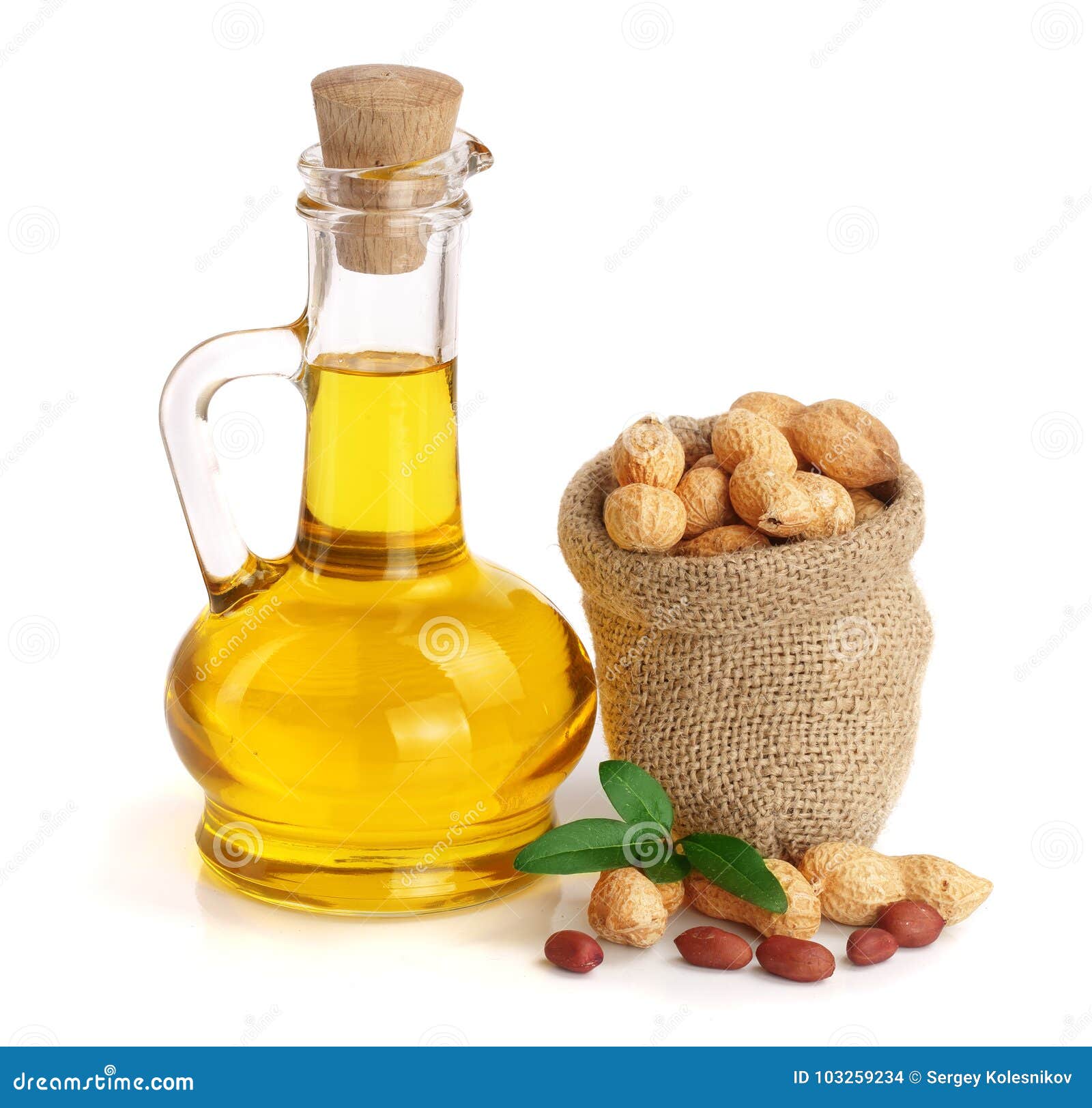 Peanut Oil in a Glass Bottle with Peanuts in Bag Stock Photo Image of