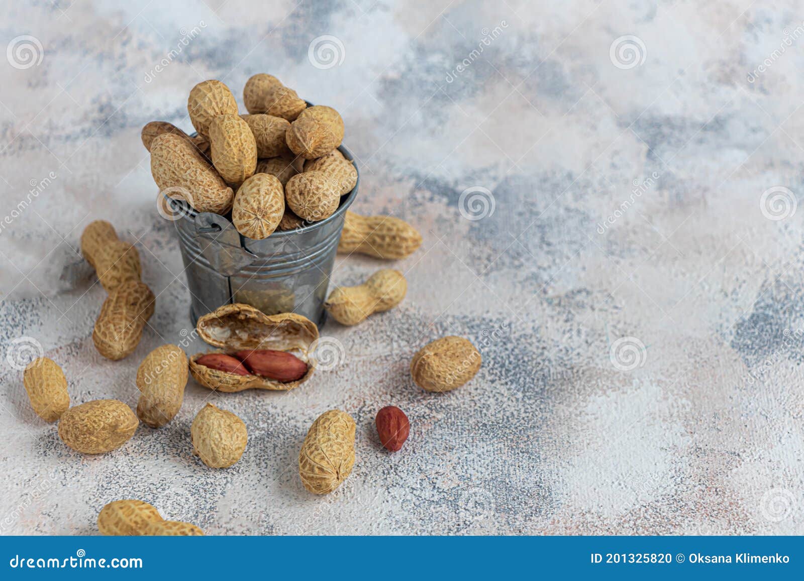 Peanuts. Contains Beneficial Vitamins and Minerals. on a Gray