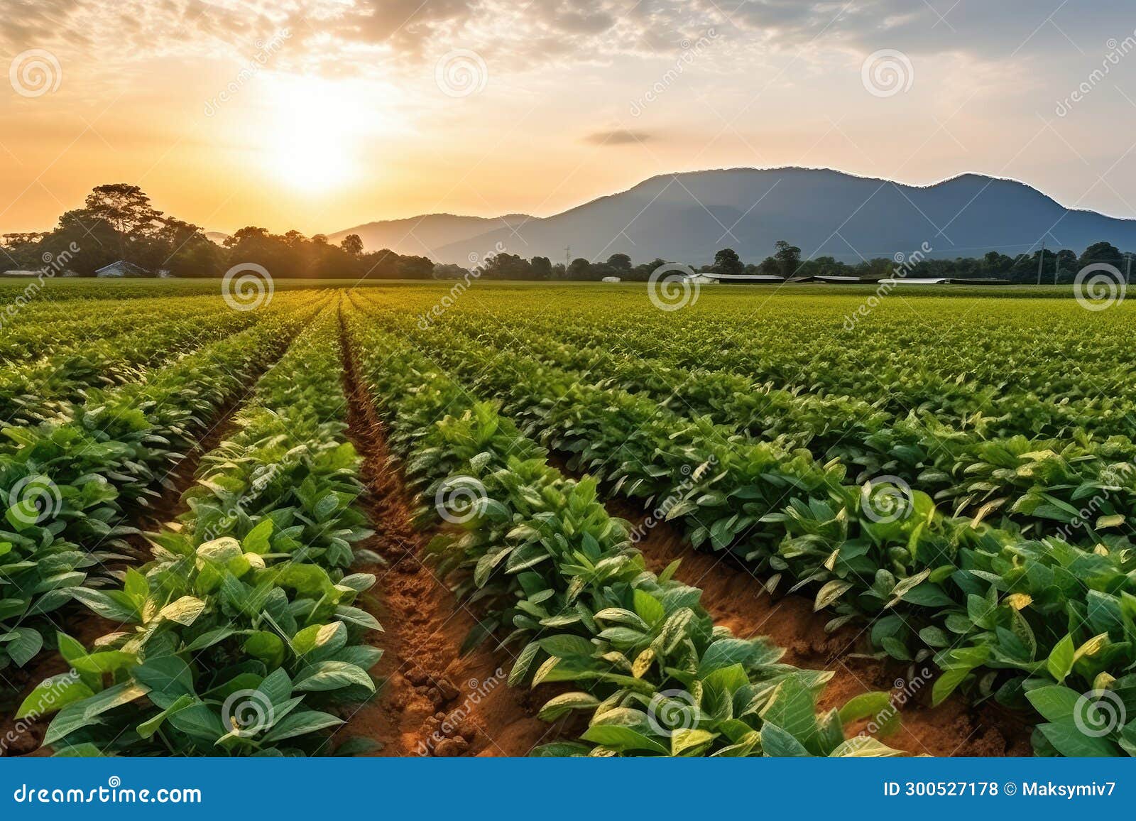 Peanuts Plantation in Countryside at Evening with Sunshine Stock Photo