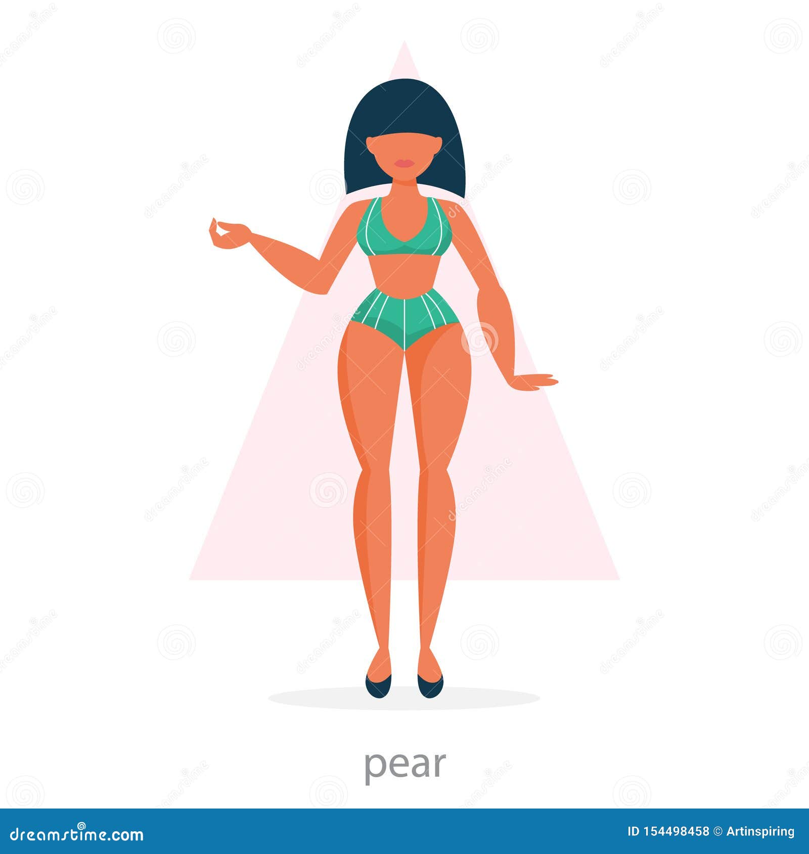 Pear Body Shape. Woman in the Underwear Stock Vector