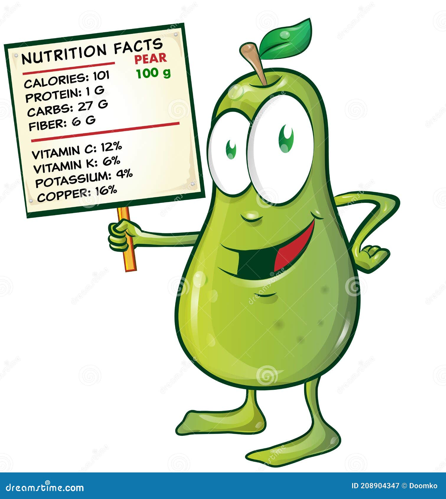 Pear Cartoon with Nutrition Facts Stock Vector - Illustration of emblem,  diet: 208904347