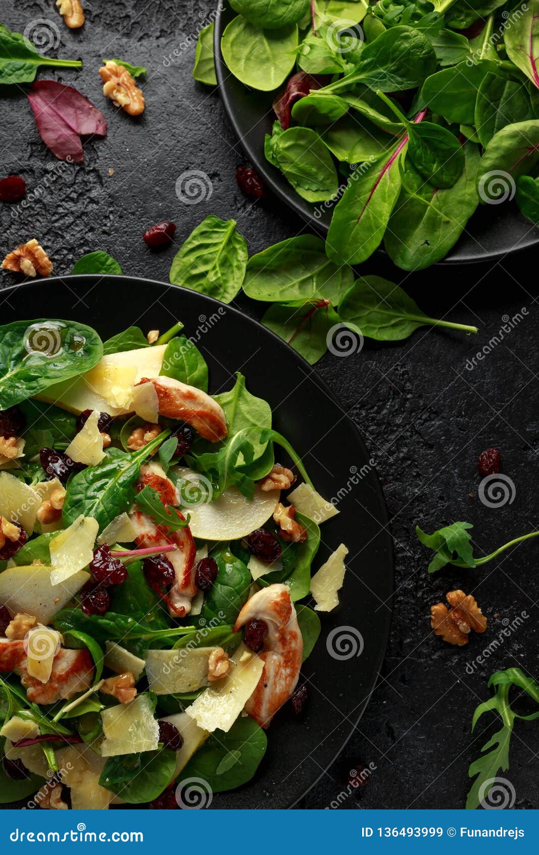 Pear, Chicken Salad with Cheddar Cheese, Cranberry and Walnuts. Healthy