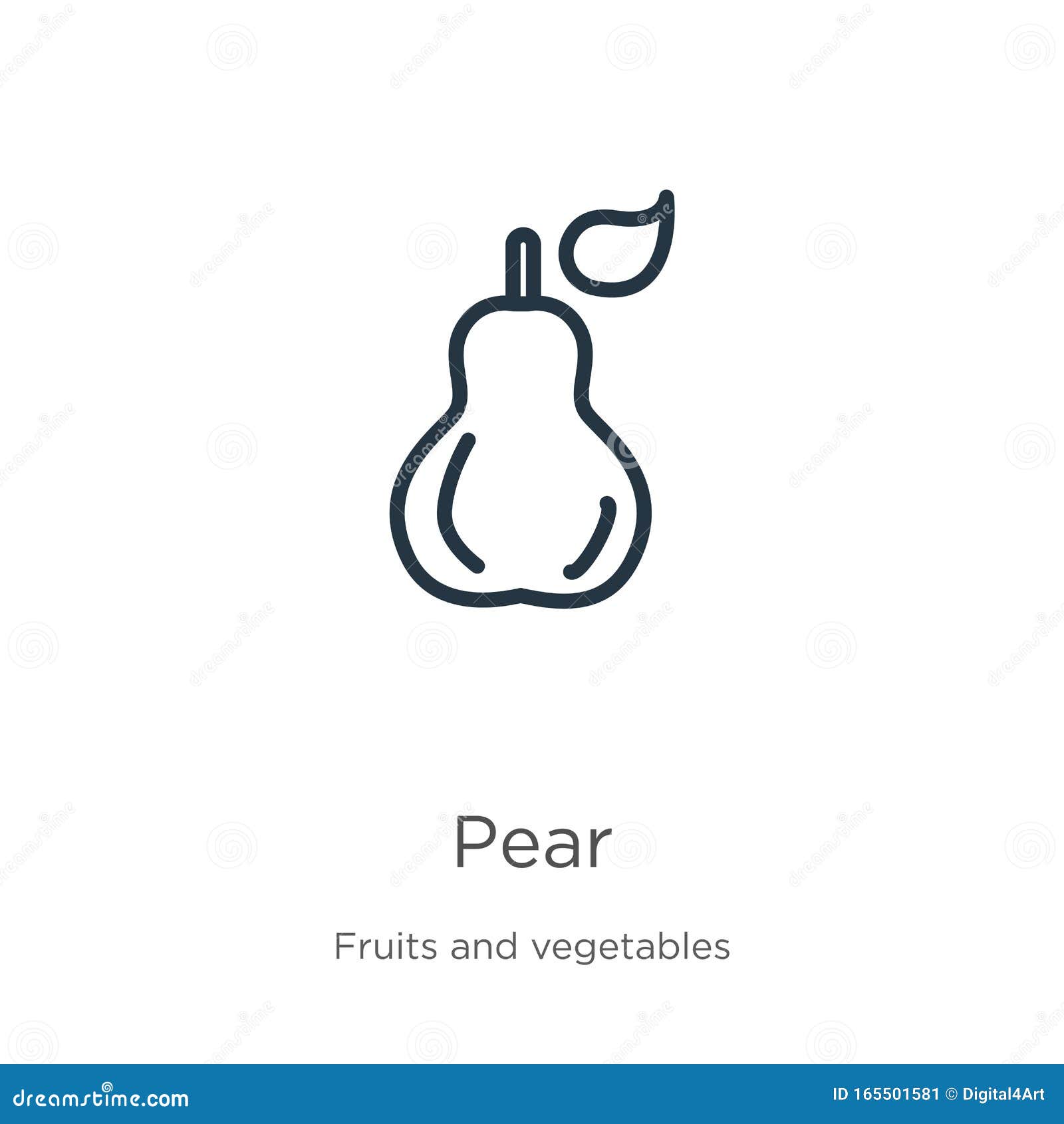 Pear icon. Thin linear pear outline icon isolated on white background from fruits collection. Line vector pear sign, symbol for web and mobile