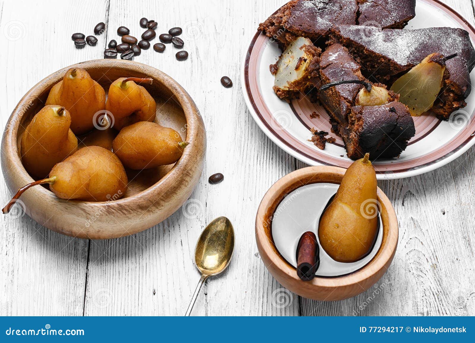 Pear pie and coffee stock image. Image of refreshing 77294217