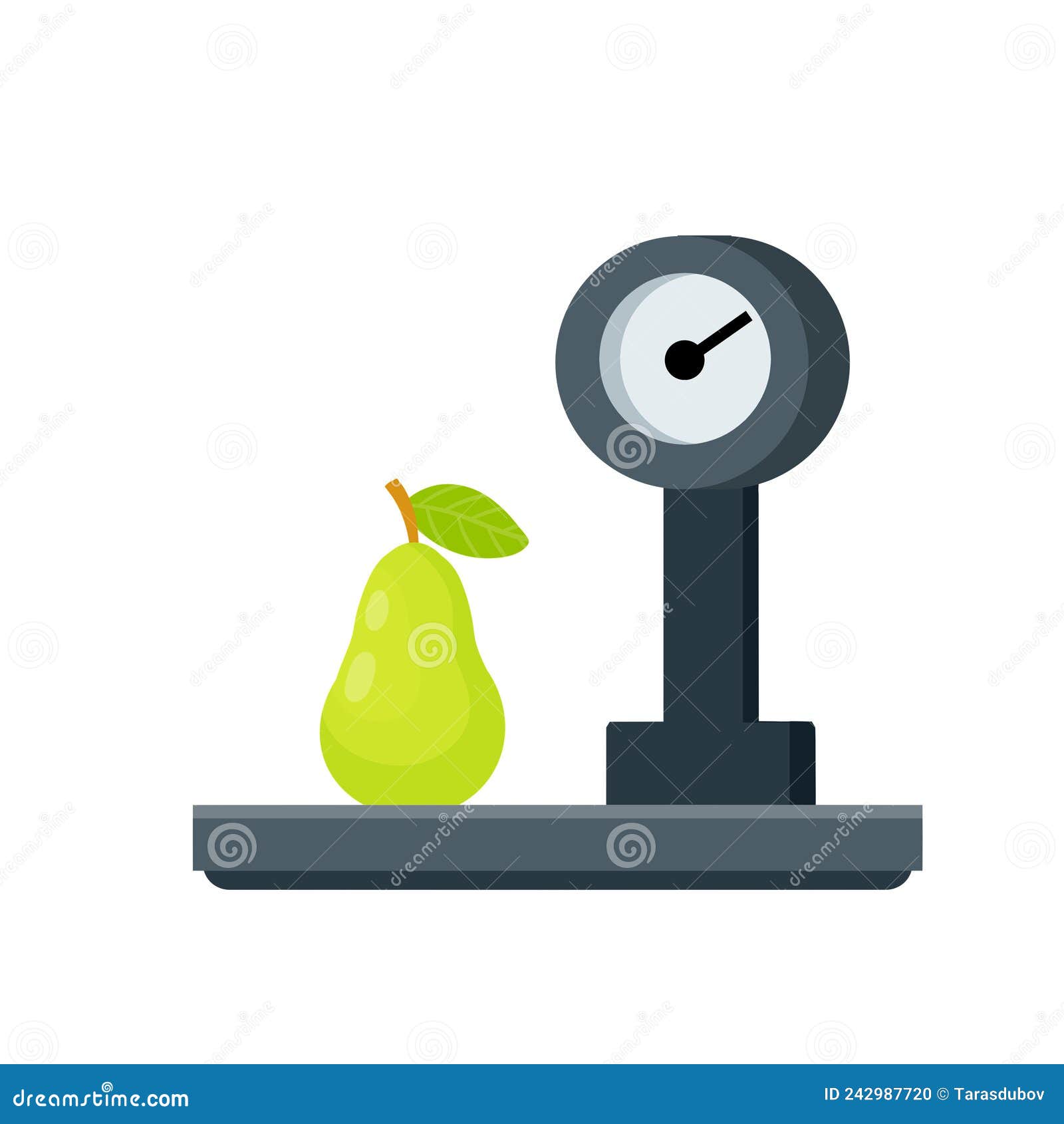 Pear on Scale. Weighing of Fruit Stock Vector - Illustration of ...