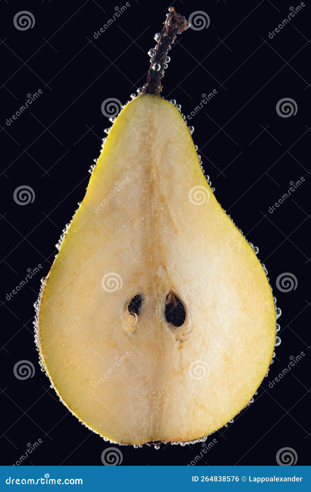 Pear Slice with Gas Bubbles in Water Stock Photo Image of seed