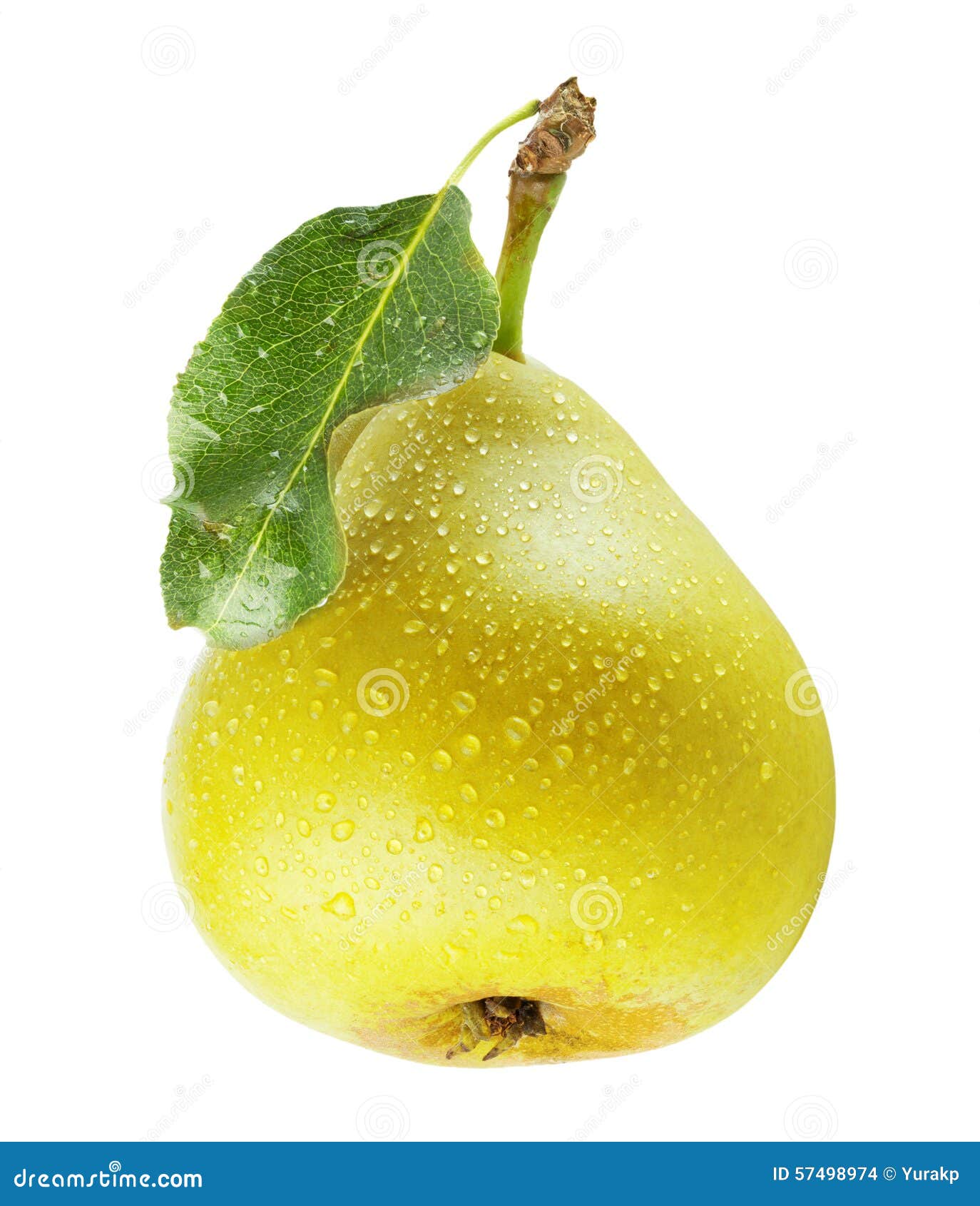 Pear With Water Drops Isolated On The White Background Stock Photo