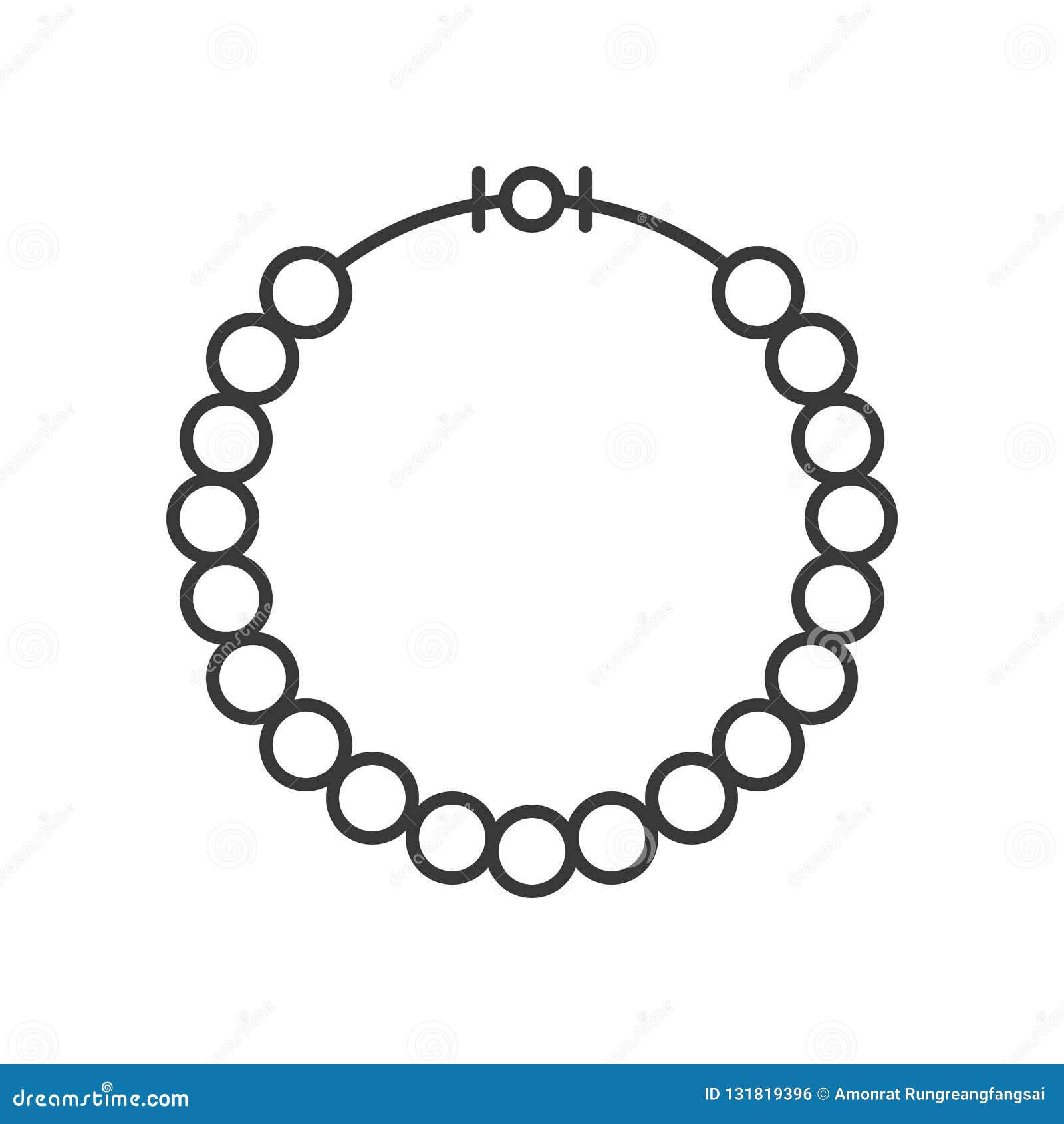 Pearl or Beads Necklace, Outline Vector Icon Stock Vector