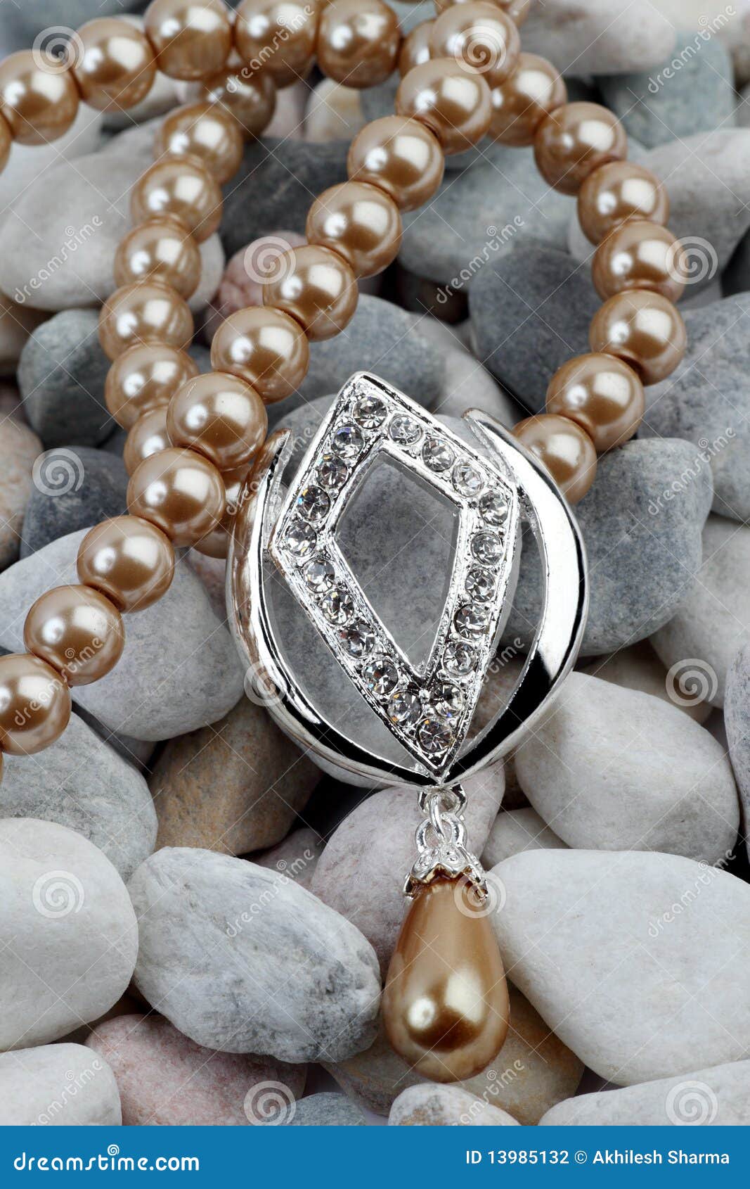 pearl, diamond jewelery on stones
