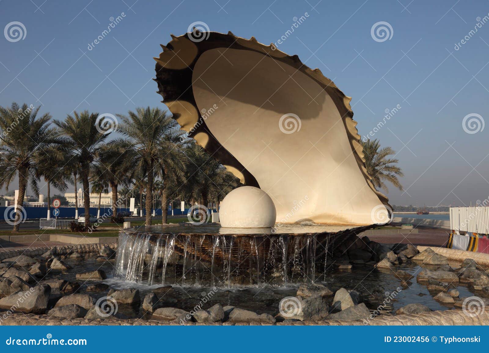 Pearl Fountain in Doha, Qatar Stock Photo Image of middle, oyster