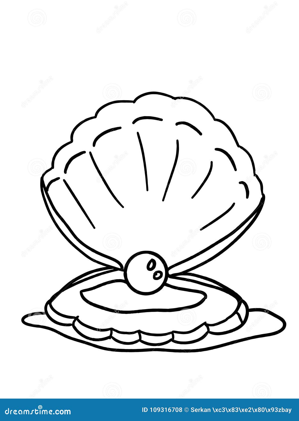 Pearl in Mussels Cartoon Coloring Stock Vector - Illustration of cake ...