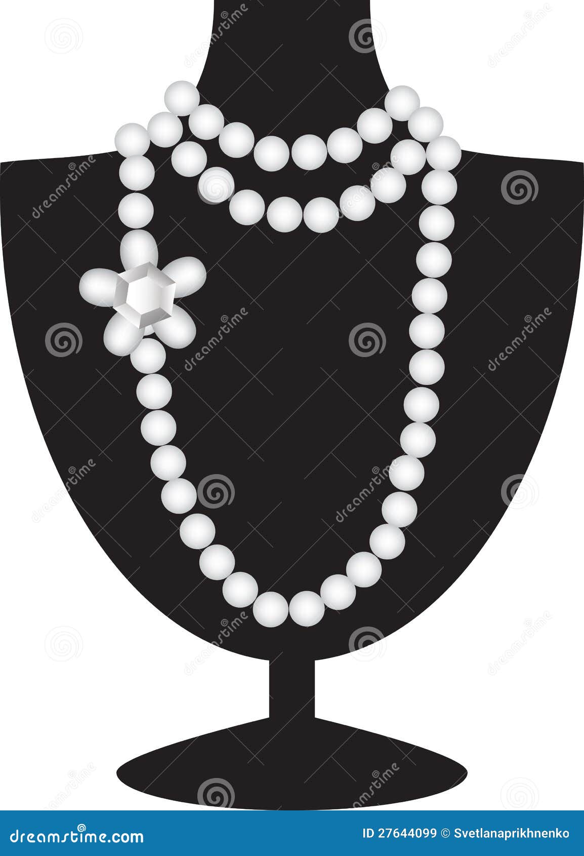 Pearl Necklace on Black Mannequin Stock Vector Illustration of