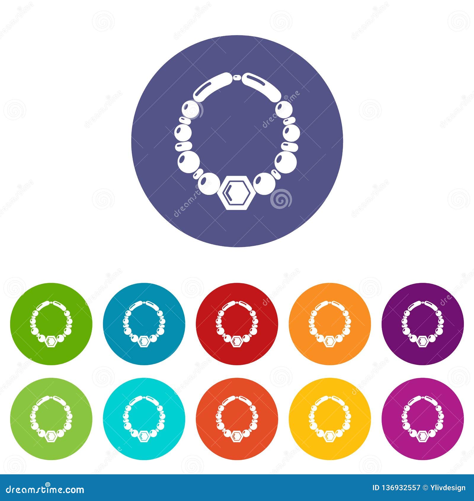 Pearl Necklace Icons Set Vector Color Stock Vector - Illustration of ...