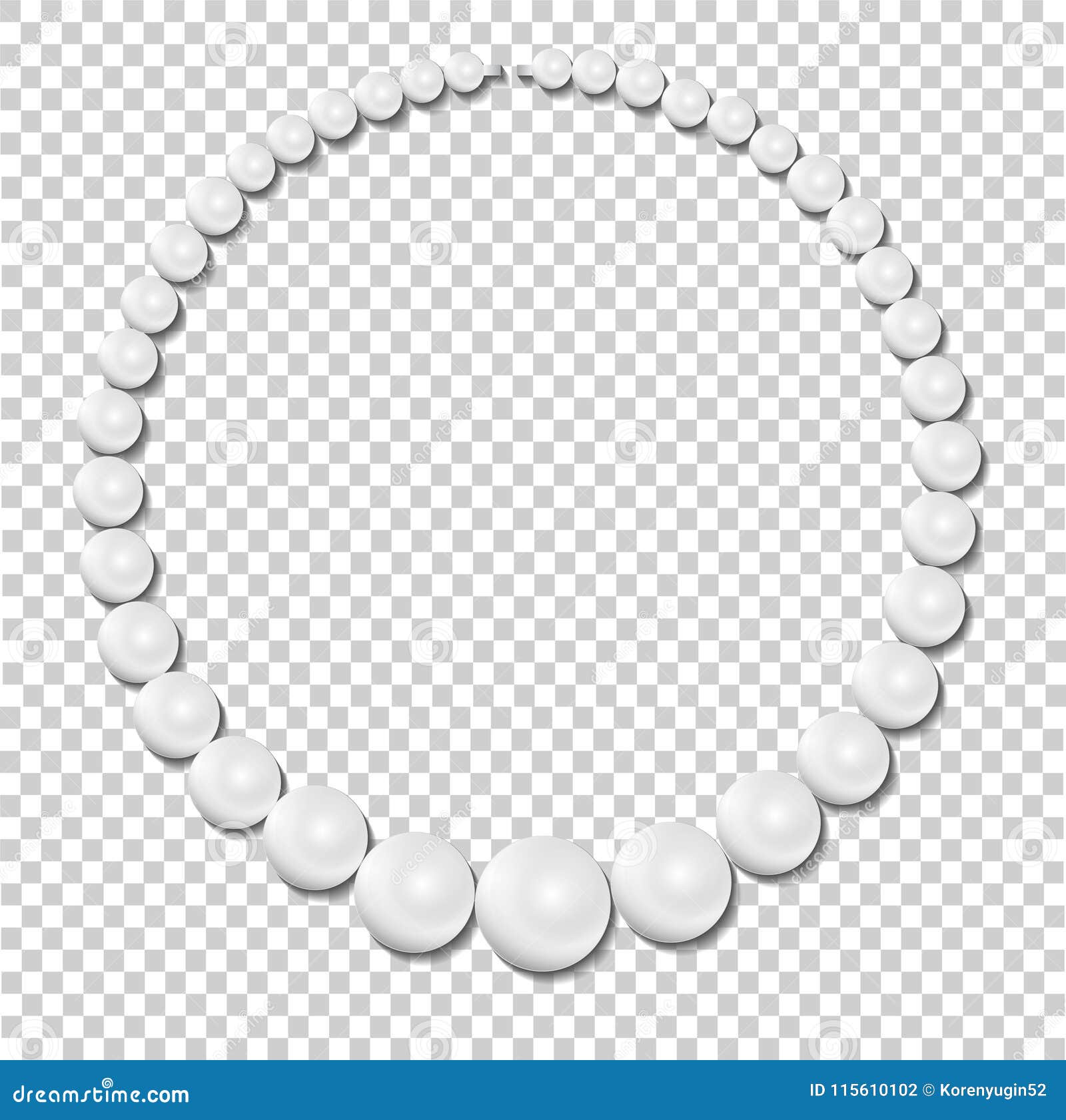 Pearl Necklace on Transparent Background, Stock Illustration Vector