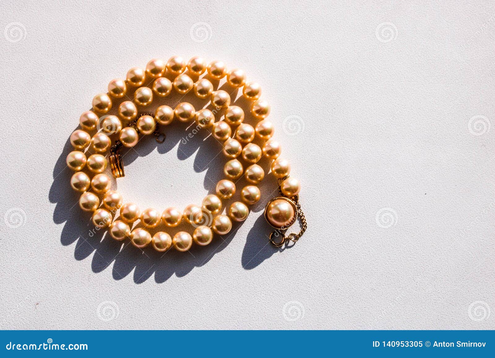 Pearl Necklace on a White Background. on White Stock Image Image of