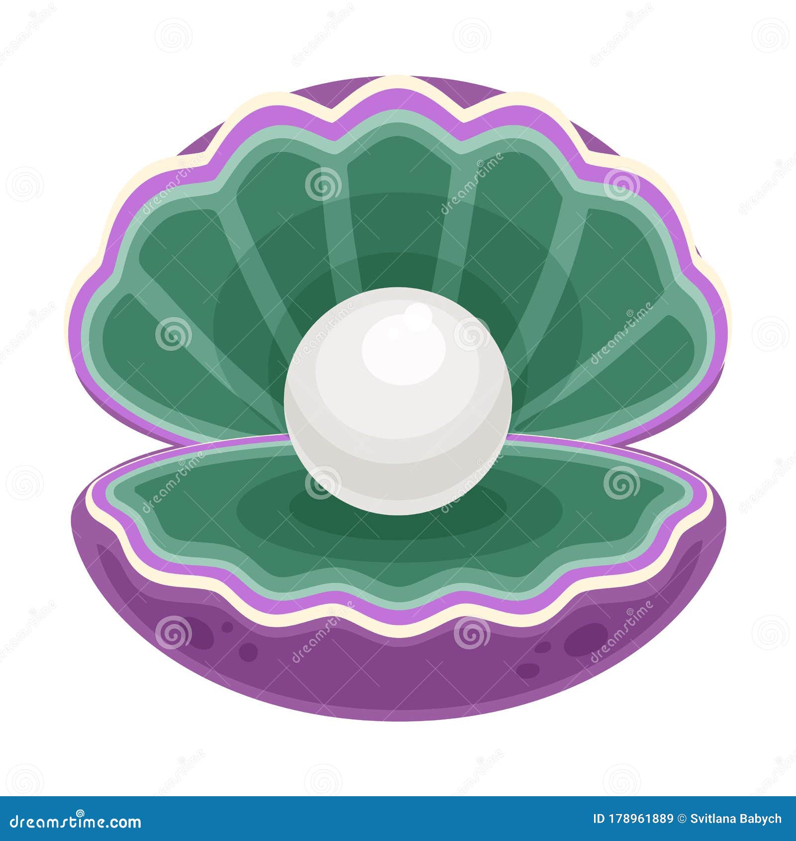 Pearl Shell Vector  Vector Icon Isolated on White Background  Pearl Shell. Stock Vector - Illustration of fashion, natural: 178961889