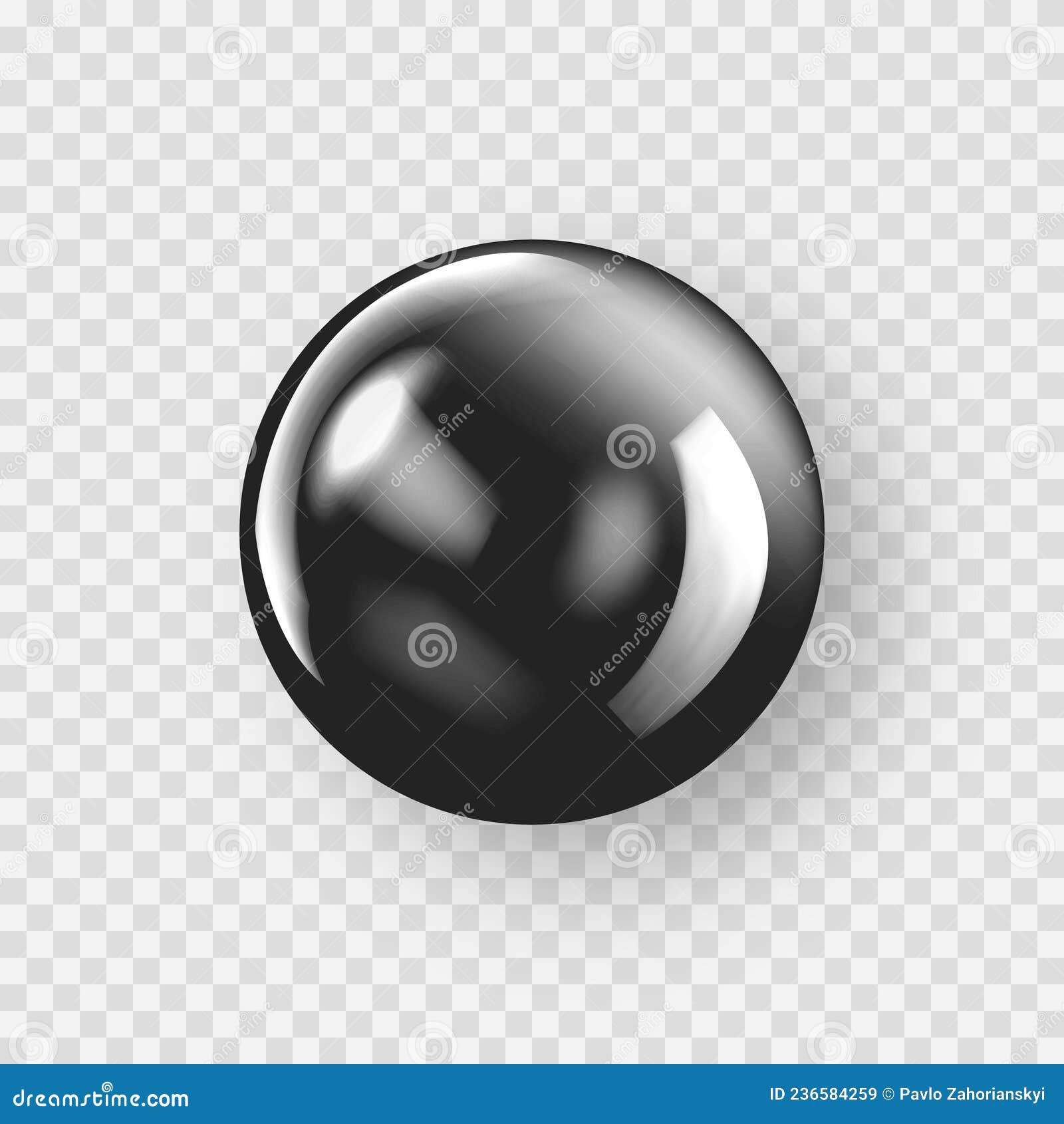 Pearl Vector on White Background. Black Pearl. Stock Vector