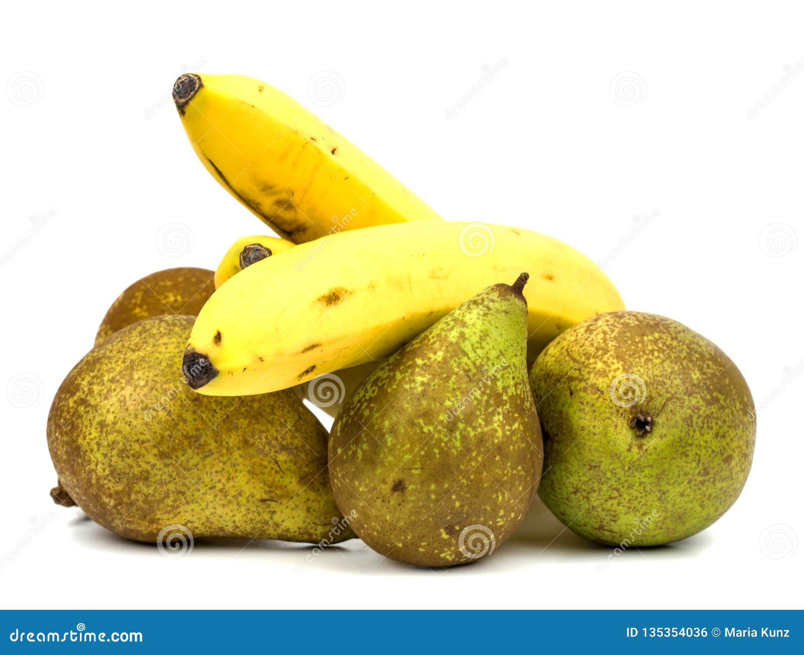 Pears and Bananas on a White Background Stock Photo Image of healthy