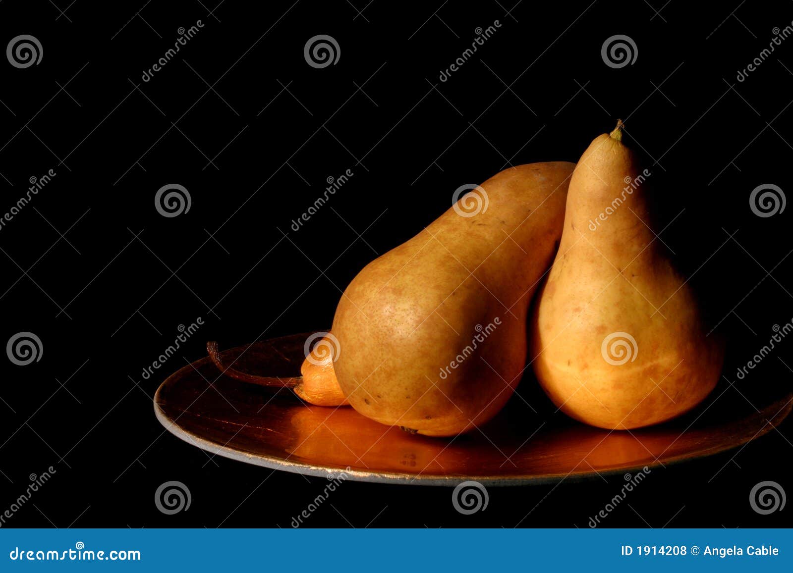 Pears on Gold Against Black Stock Photo Image of life, yellow 1914208