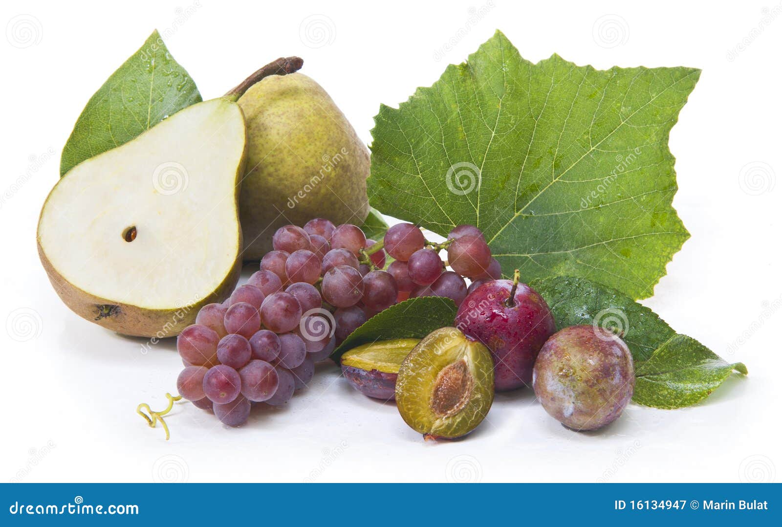 Pears, grapes and prunes stock image. Image of grape 16134947