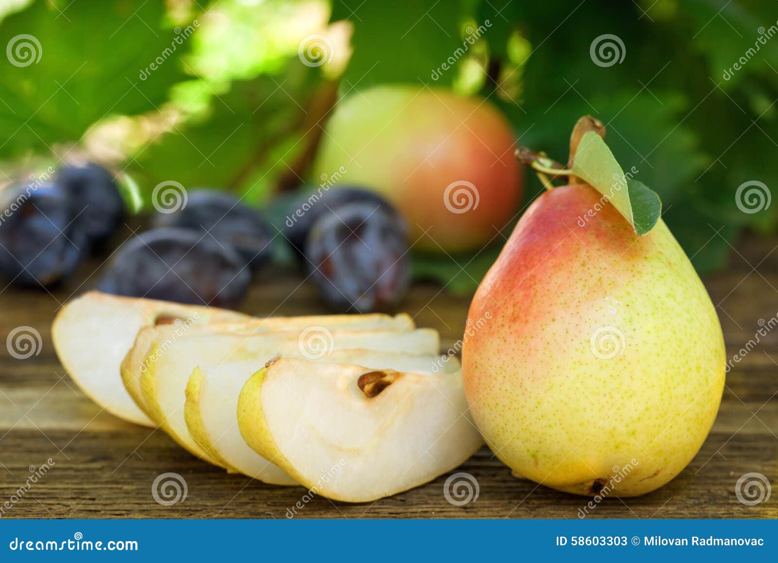 Pears, plums and apples stock image. Image of fruit, summer 58603303