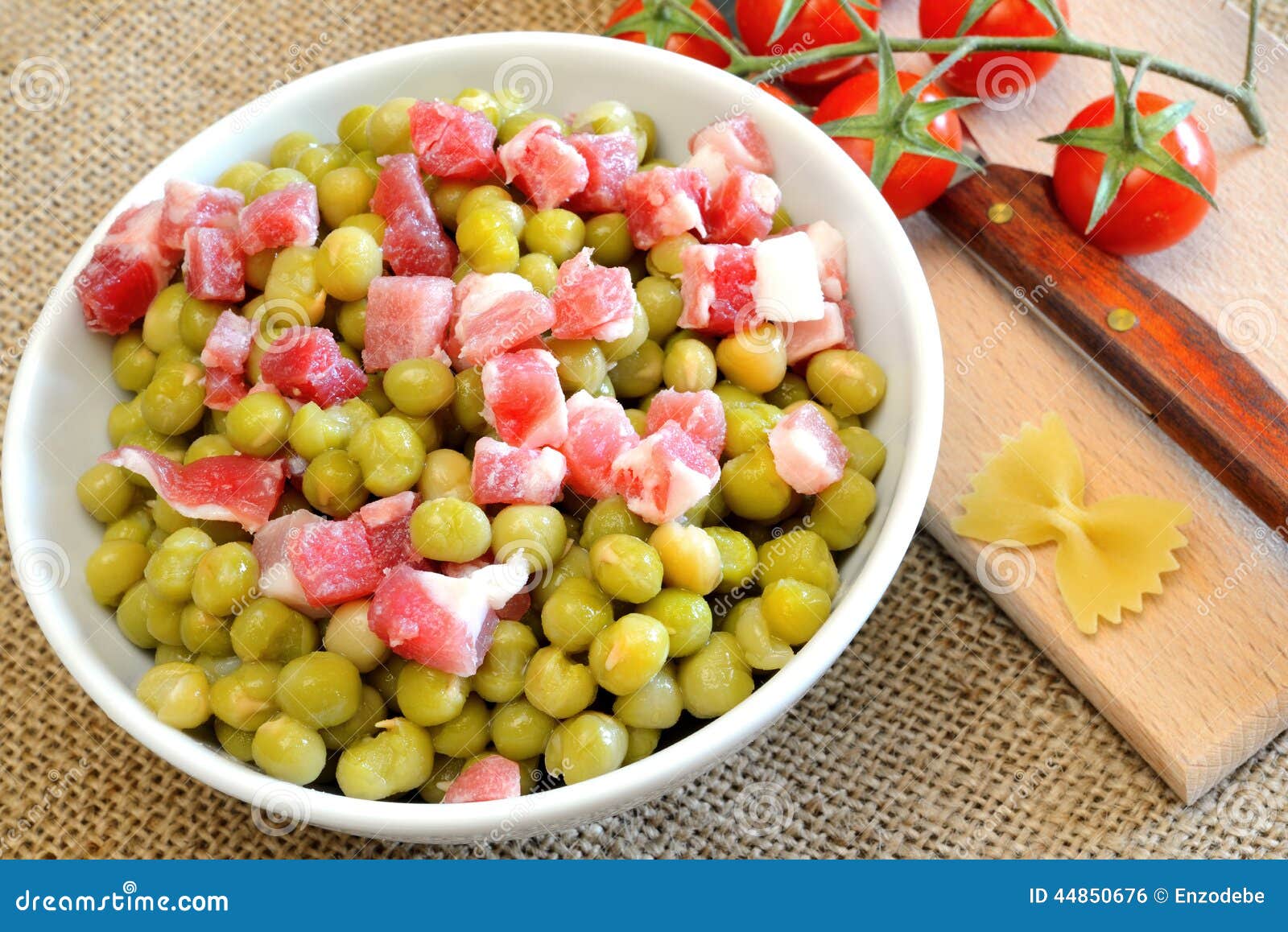 Peas and bacon stock photo. Image of vegetables, bacon 44850676