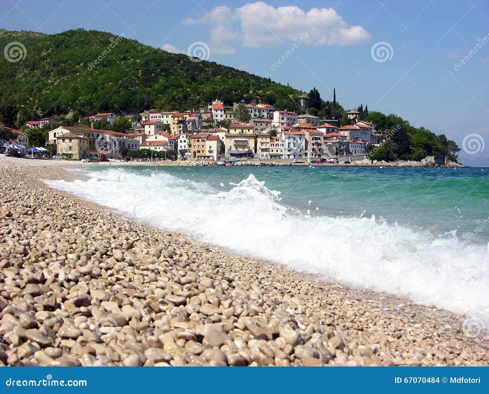 pebble beach in moscenicka draga,croatia