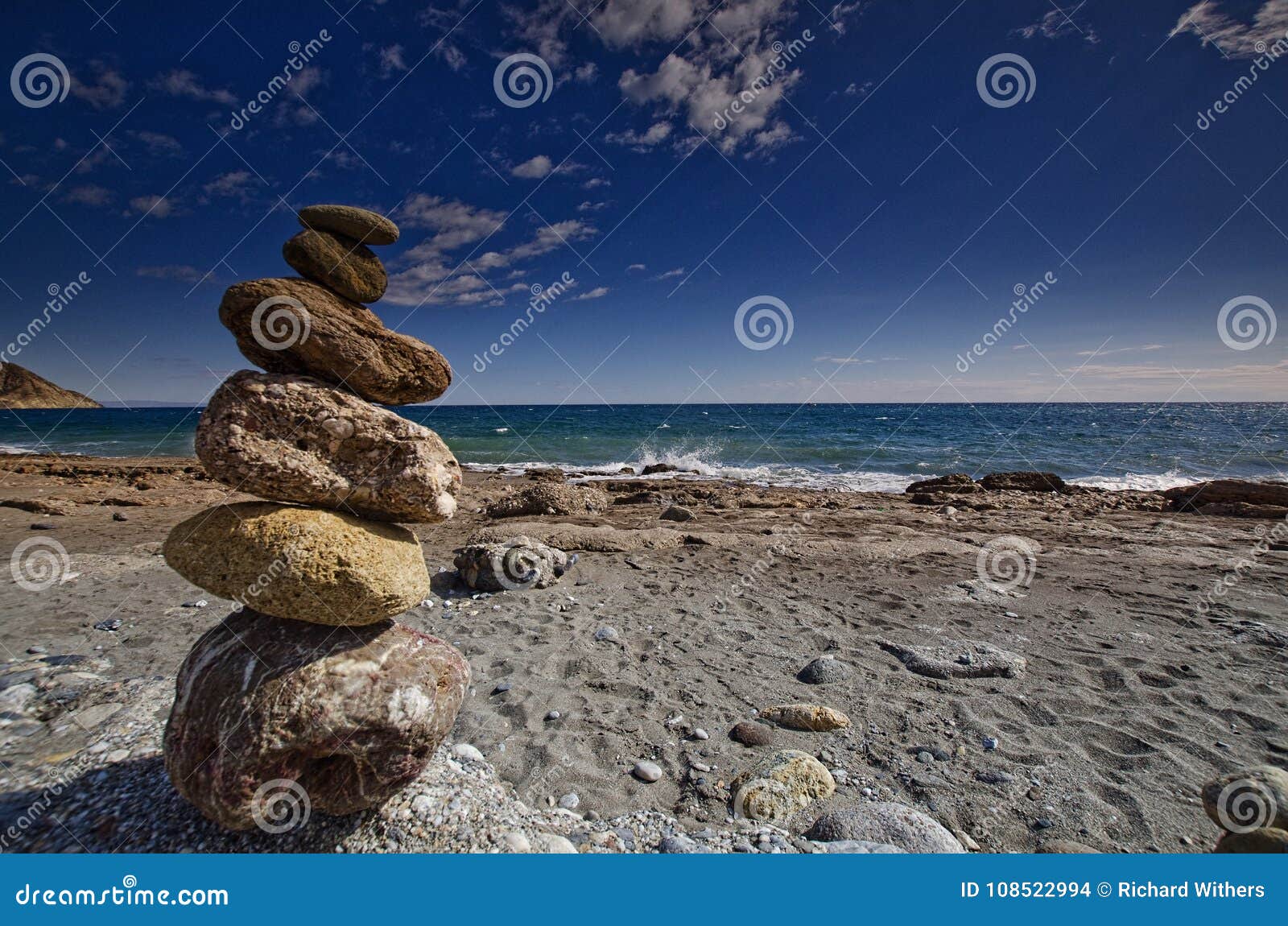 Pebble Statue Spanish Beach Stock Photo Image of blue, pebble 108522994