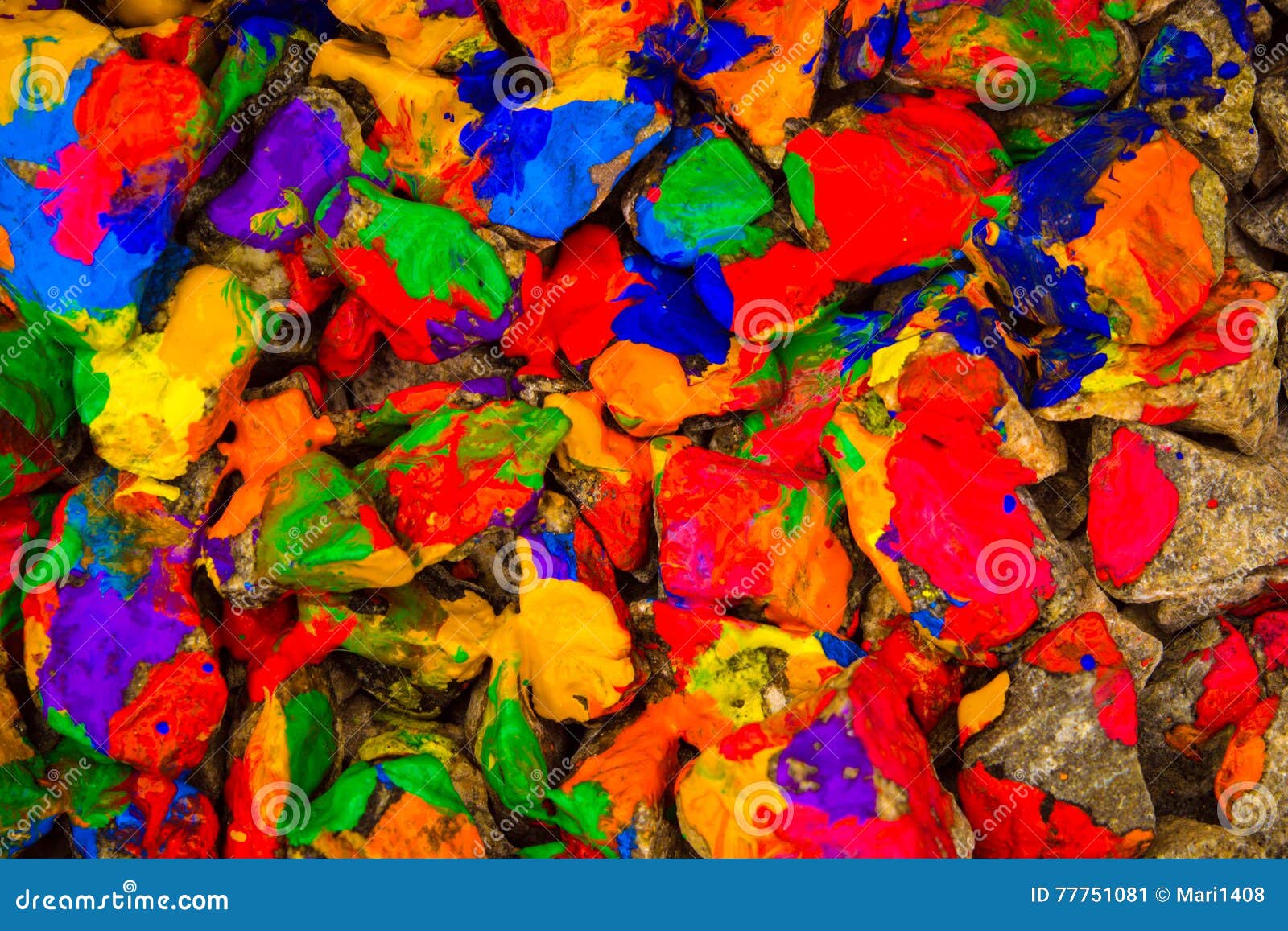 pebbles painted bright colored paint
