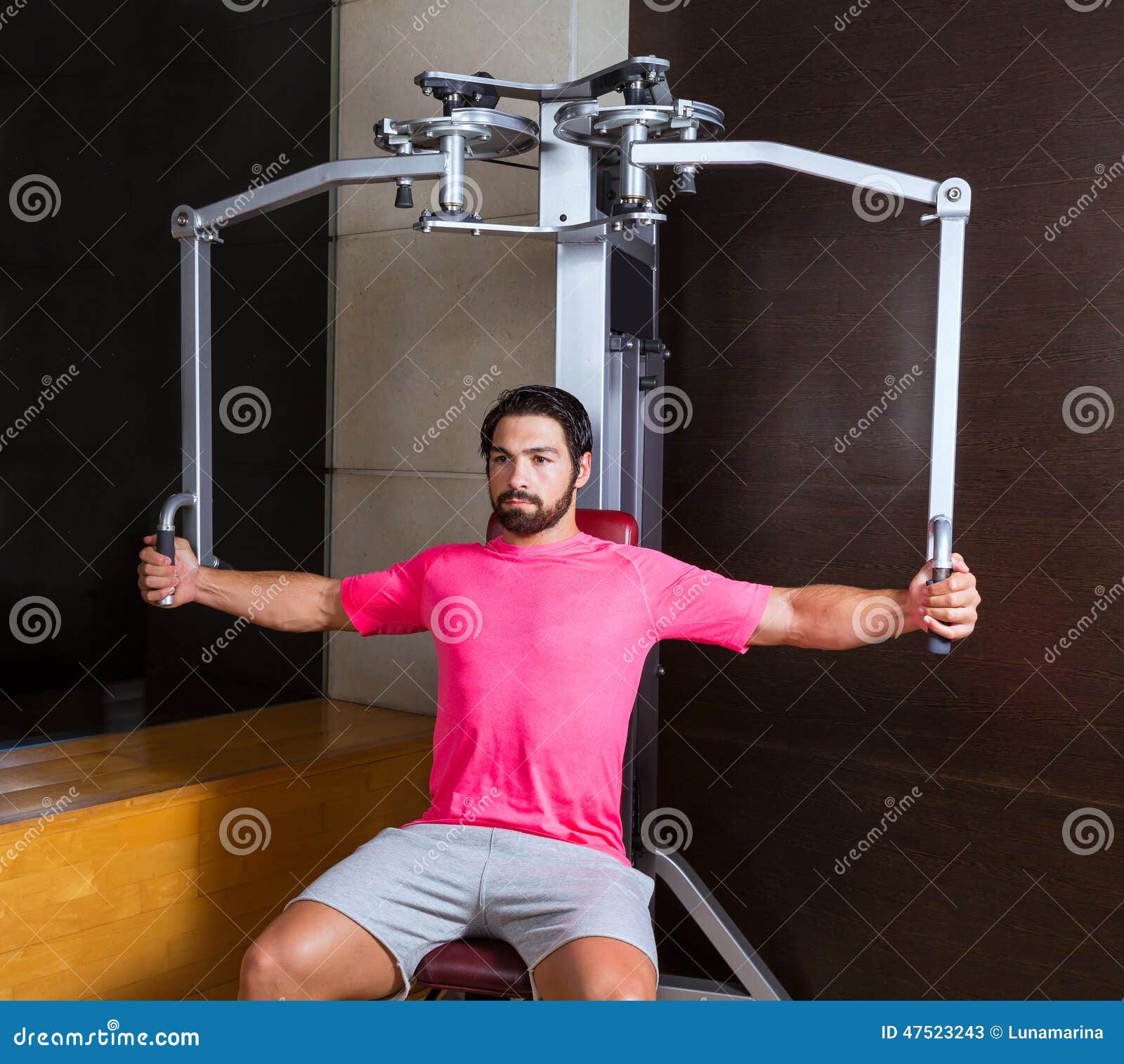 Pec-deck Flye Pec Deck Chest Workout Man Stock Image - Image of