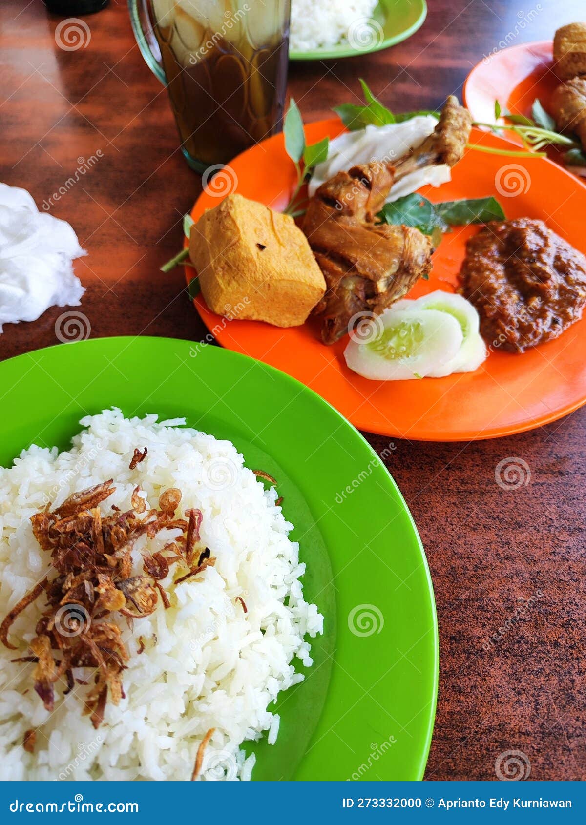 Pecel Ayam Or Ayam Penyet Is A Traditional Indonesian Fried Chicken