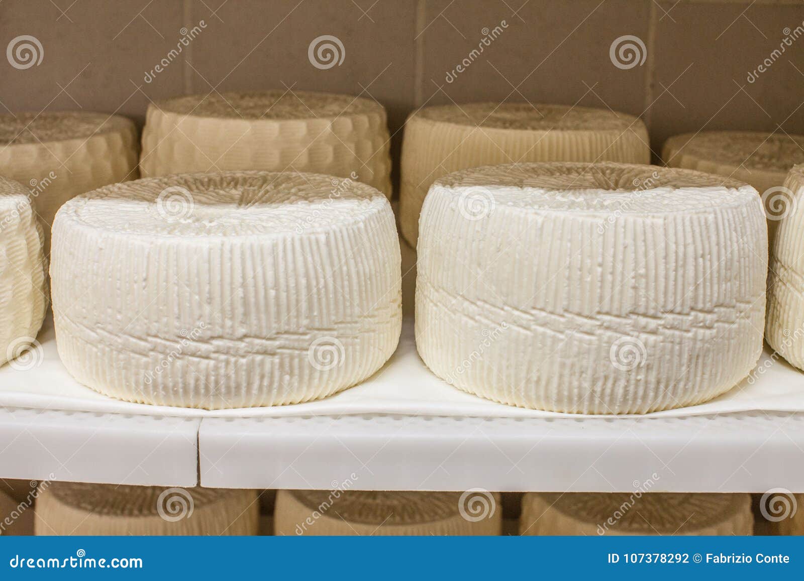 Pecorino Caciocavallo Ricotta E Scamorza Cheese Storage Stock Photo