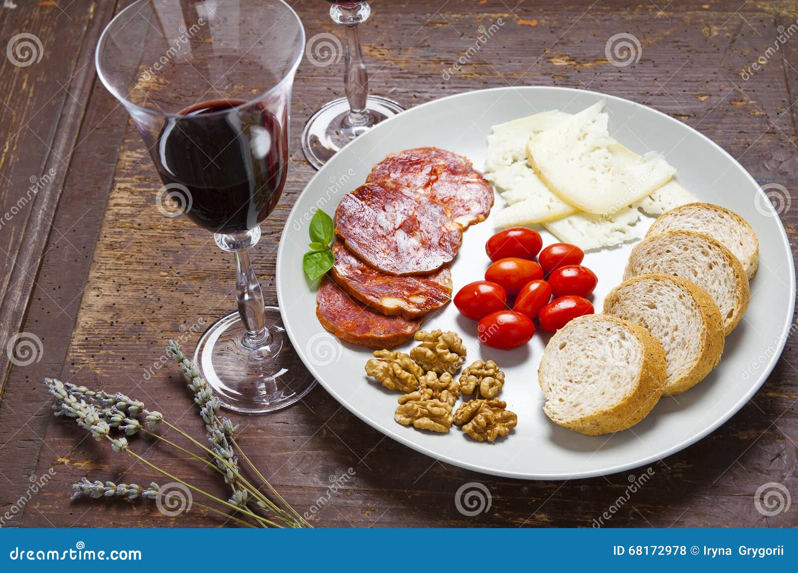 Pecorino Cheese with Pears and Jam. Italian Appetizer Stock Photo