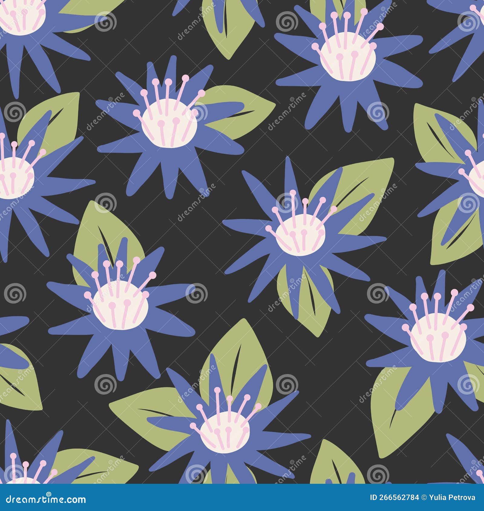 Peculiar Flowers Seamless Pattern Stock Vector - Illustration of modern,  black: 266562784
