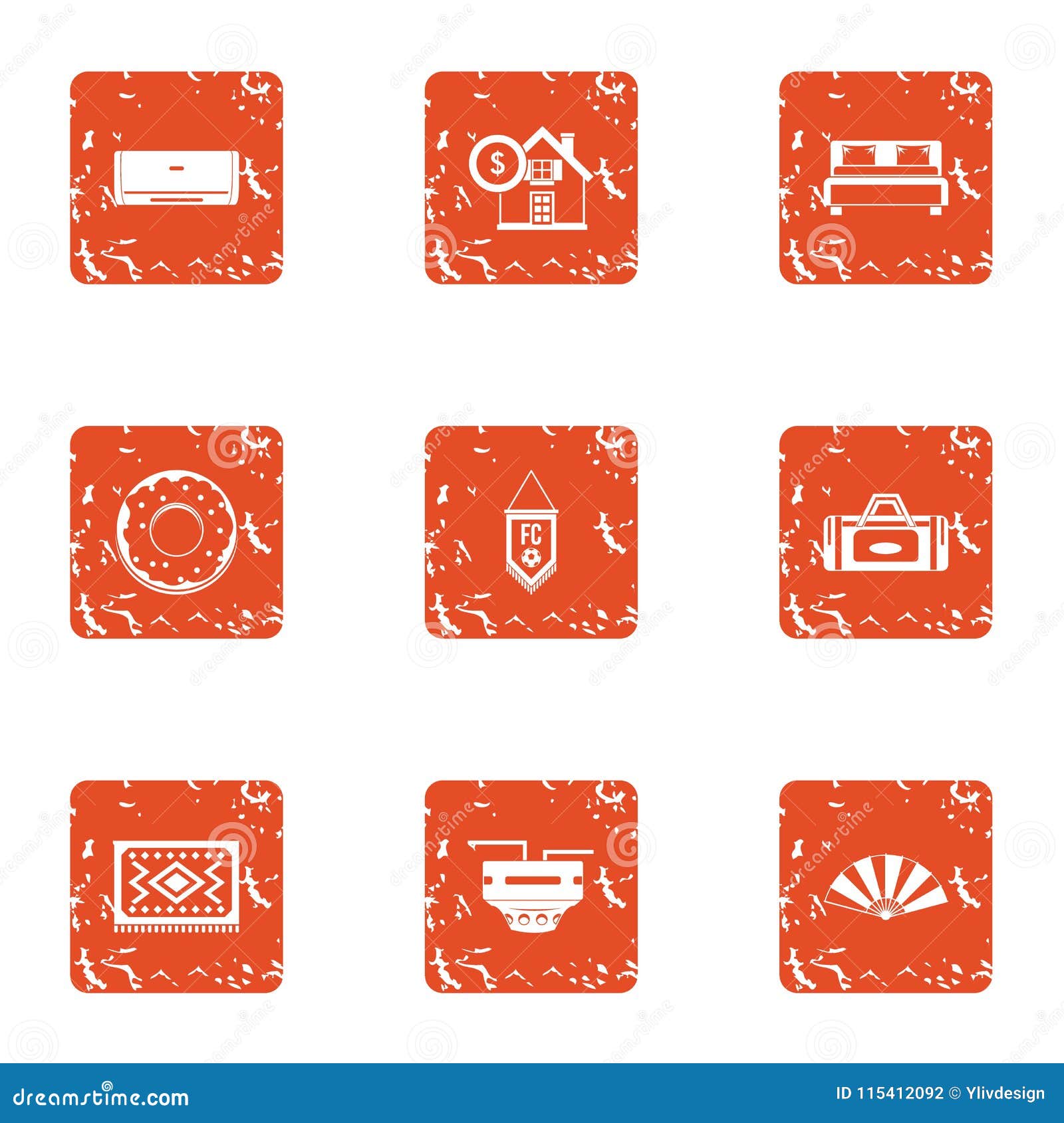 pecuniary icons set, grunge style