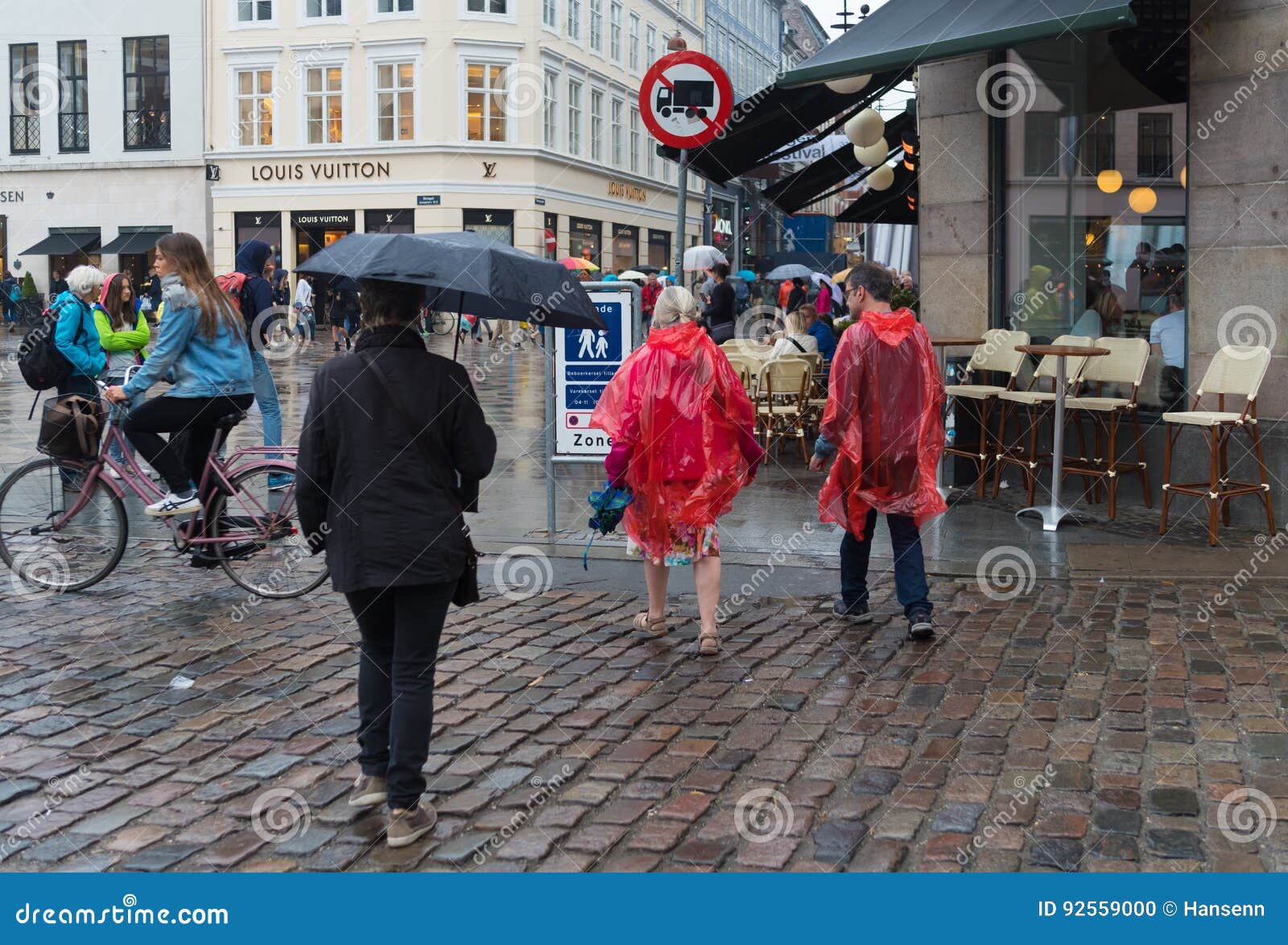 Pedestrial Zone in Copenhagen Editorial Image - Image of umbrella ...