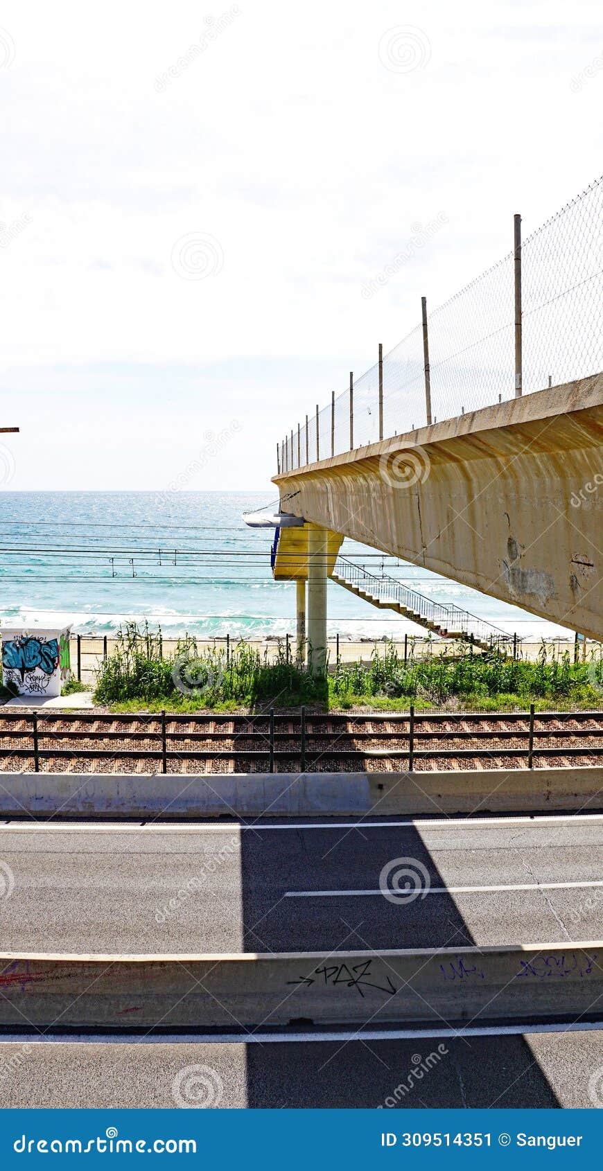 pedestrian bridge over the maresme road, barcelona