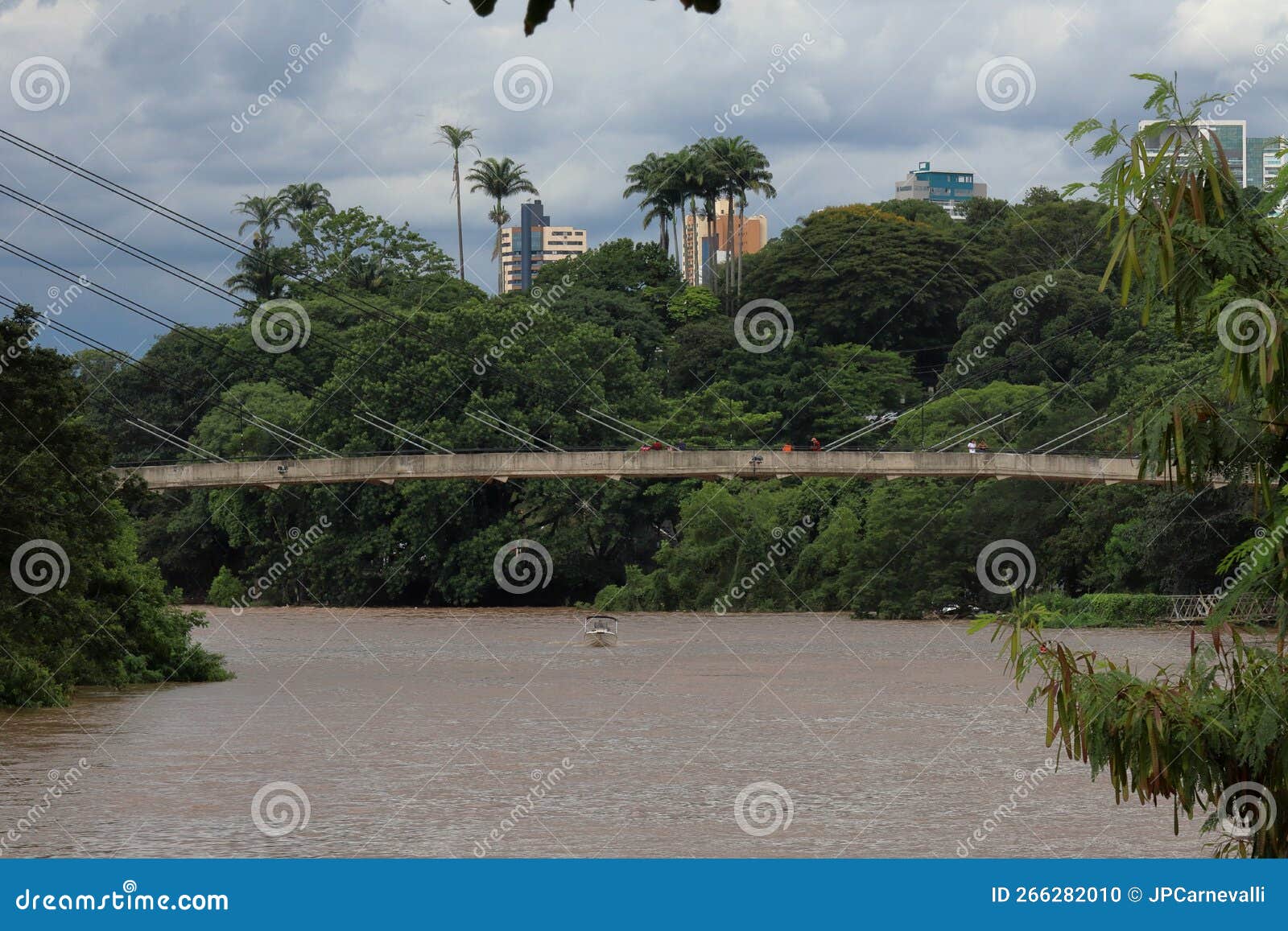 pedestrian bridge over rio piracicaba, at piracicaba, sao paulo, brasil