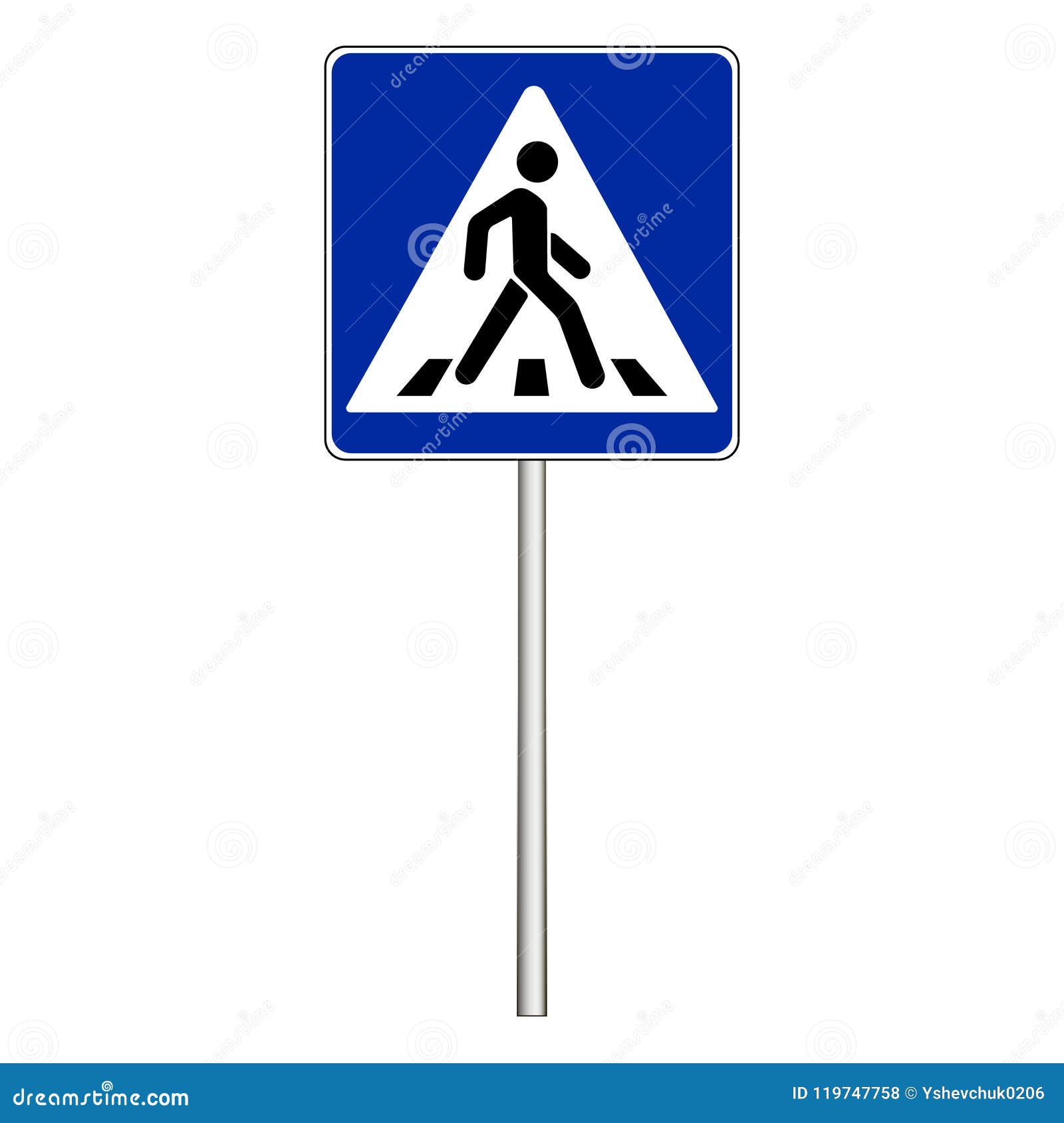 Pedestrian Crossing Road Sign Vector Illustration Stock