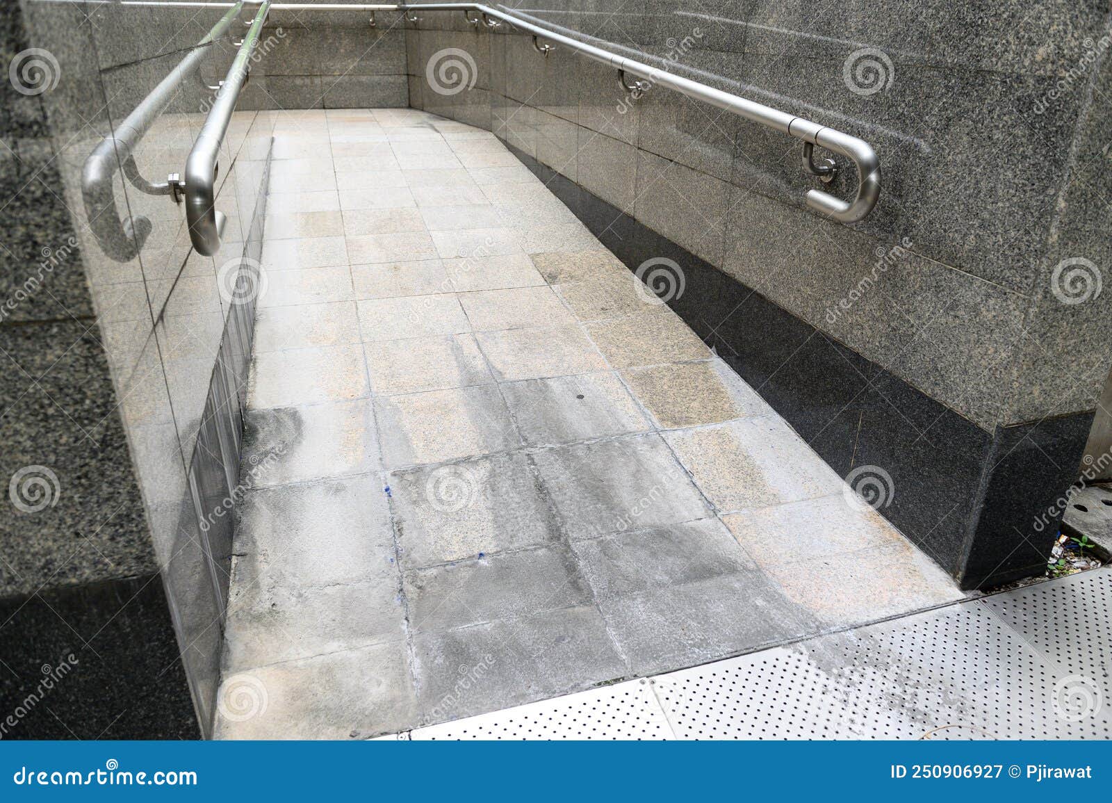 Building Ramp For Wheelchair Entry And Stairs With Colorful Pavers