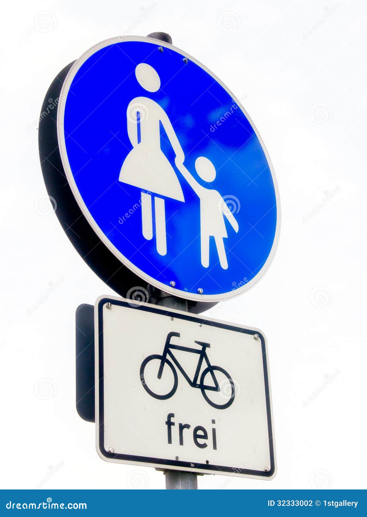 Pedestrian Sign and Bicycles Allowed Germany (1) Stock Photo Image of