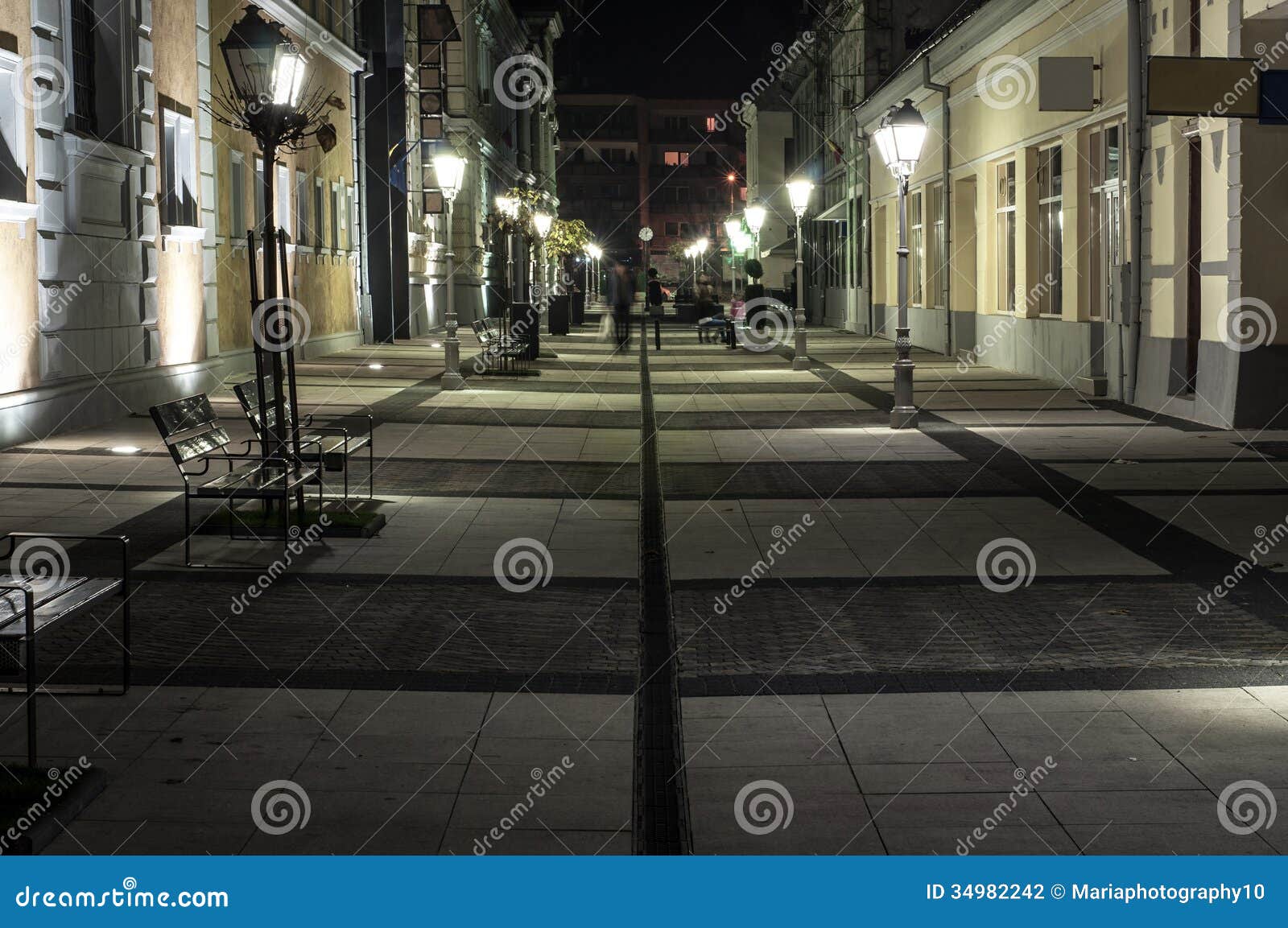 pedestrian street at night