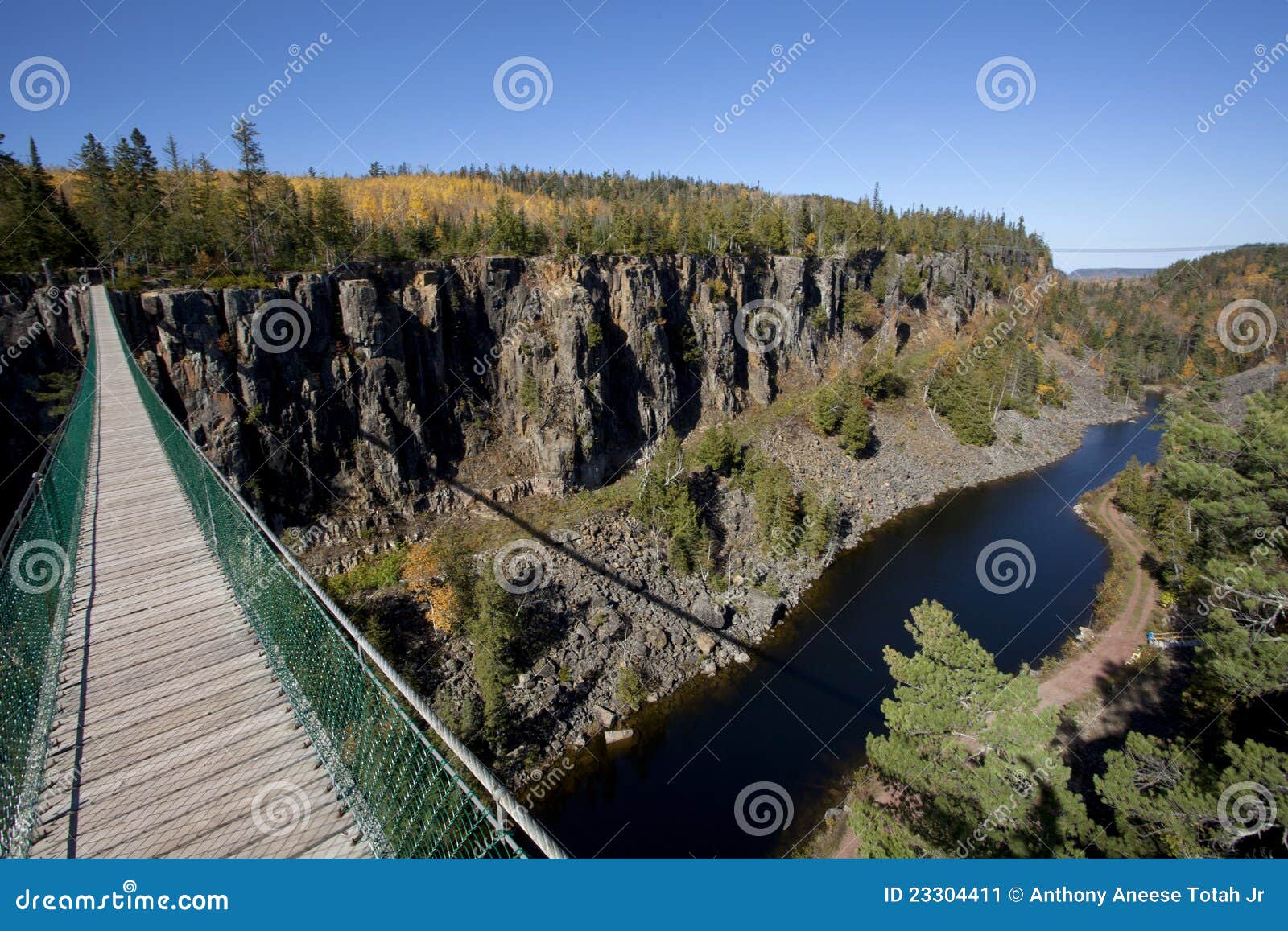 Pedestrian Suspension Bridge Stock Image Image of autumn, extreme