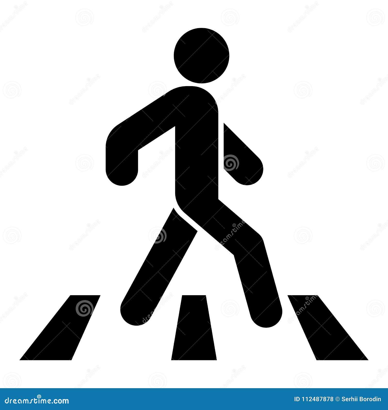 pedestrian on zebra crossing icon black color  flat style simple image