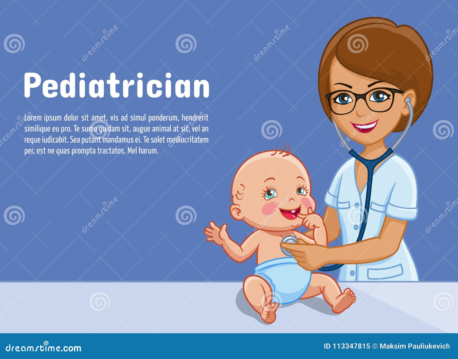 pediatrician and baby  cartoon  of pediatrics medicine for newborn medical flat 