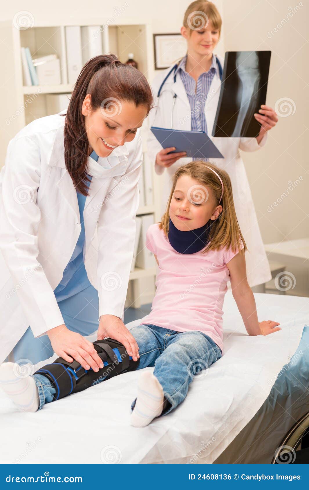 Pediatrician Examining Girl Broken Leg Royalty Free Stock Image Image