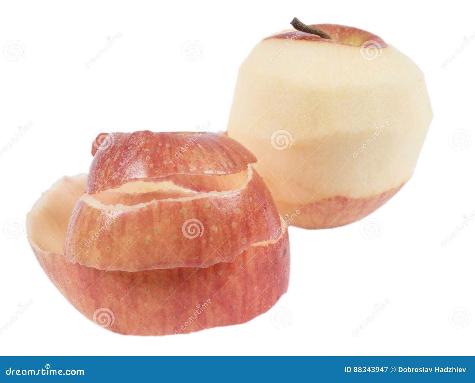 Peeled Apple on White Background Stock Image Image of single