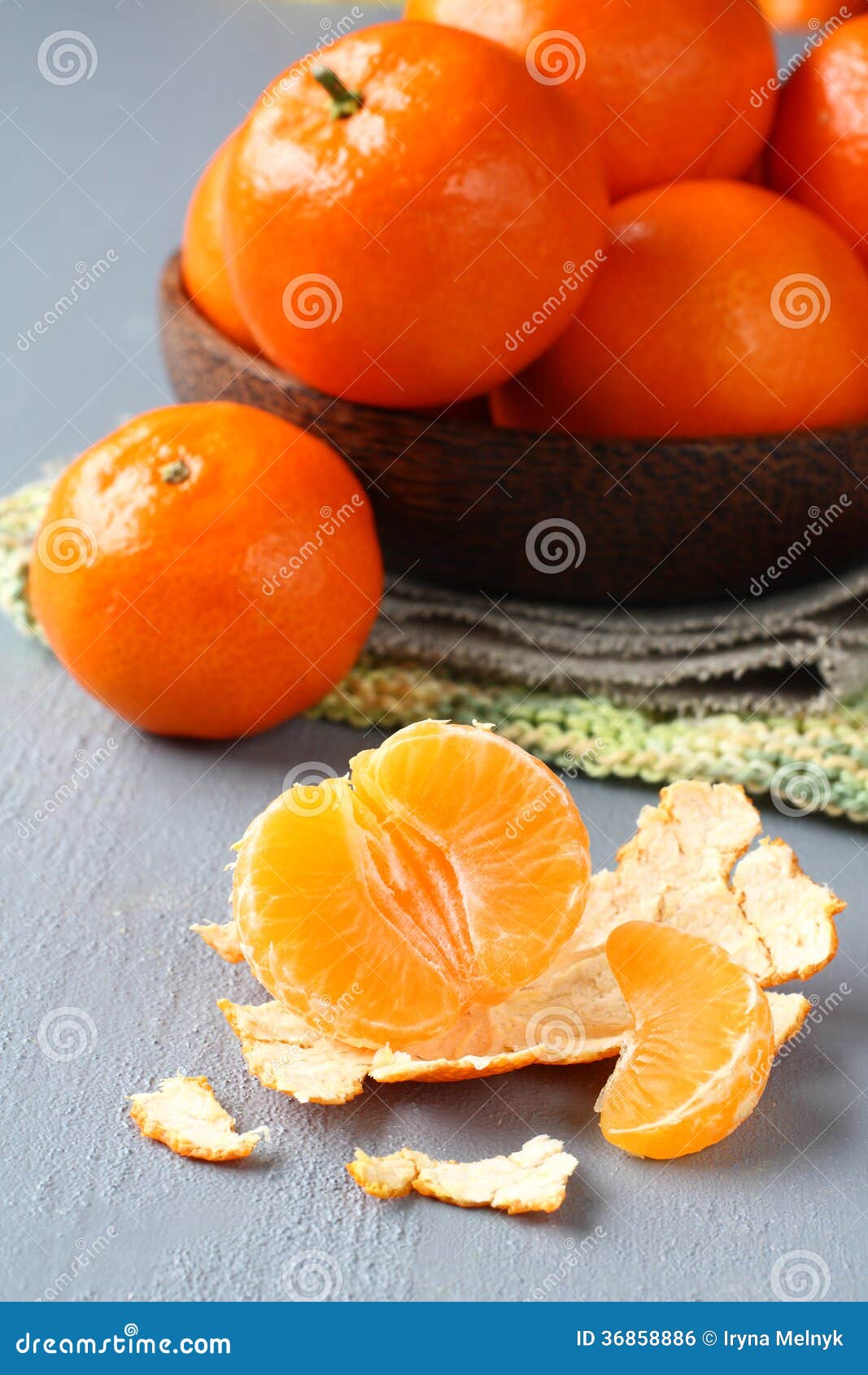 Peeled Fresh Mandarin with Bowl of Mandarins Stock Photo Image of bowl, organic 36858886