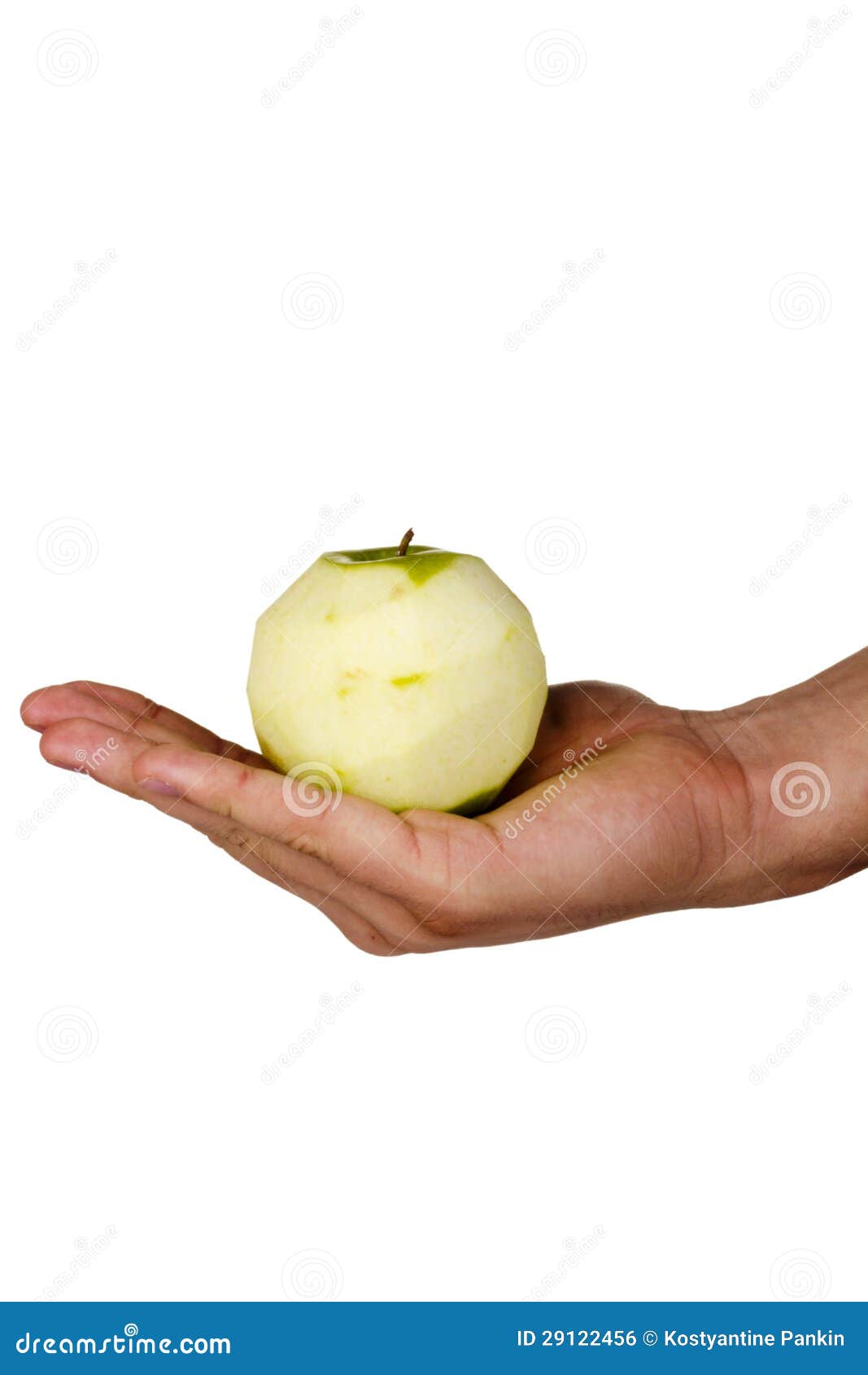 Peeled Granny Smith Apple stock photo. Image of holding 29122456